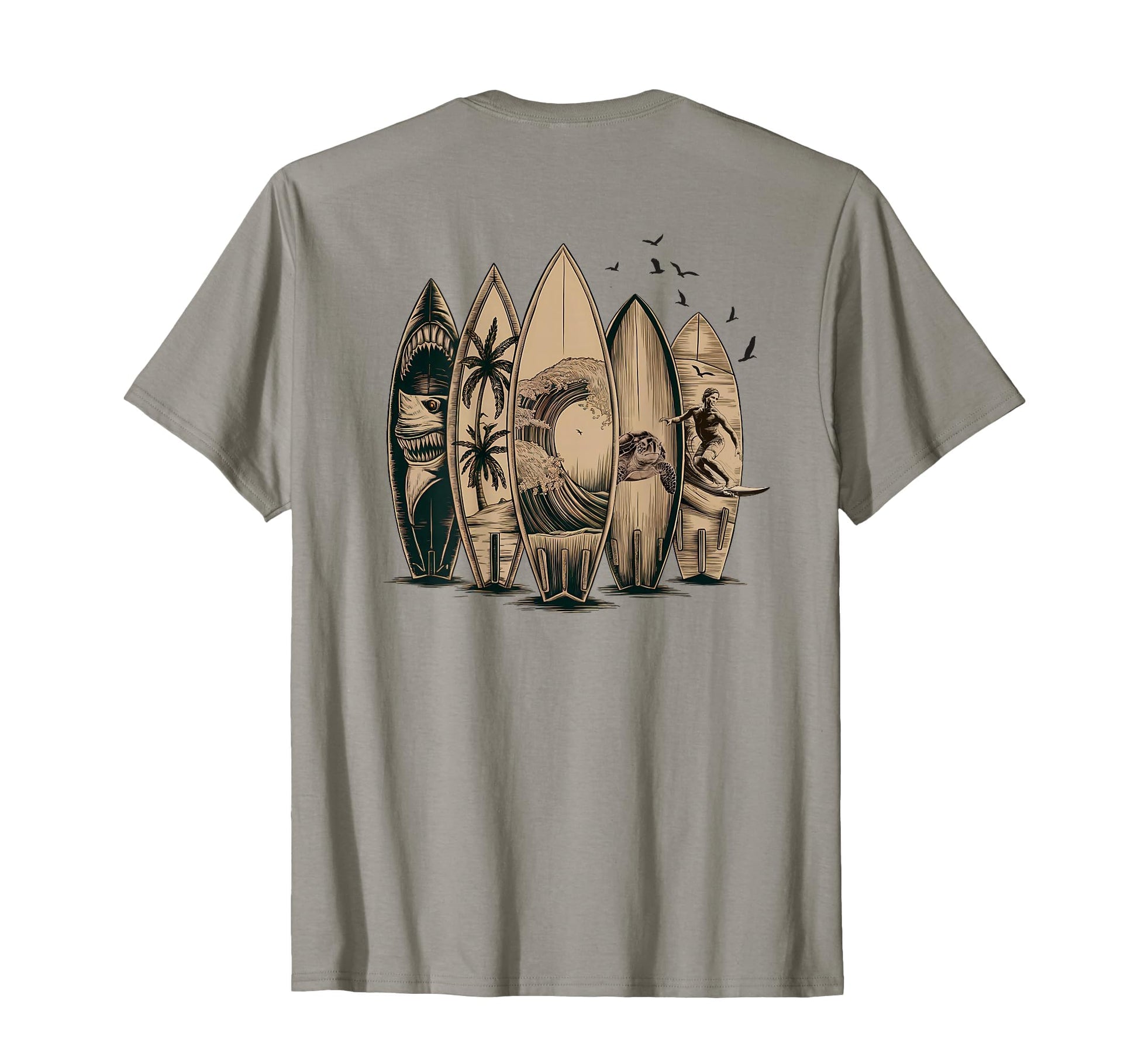 Back Surfing Tropical Surfboards T-Shirt - Streetwear Style Unisex - T-Shirt, Sweatshirt, Hoodie
