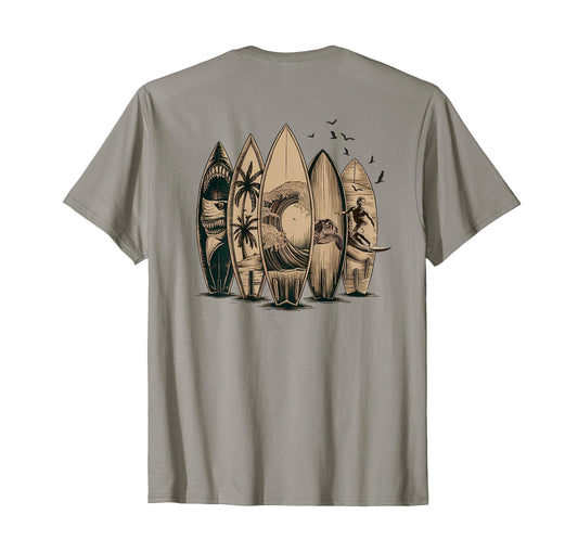 Back Surfing Tropical Surfboards T-Shirt - Streetwear Style Unisex - T-Shirt, Sweatshirt, Hoodie