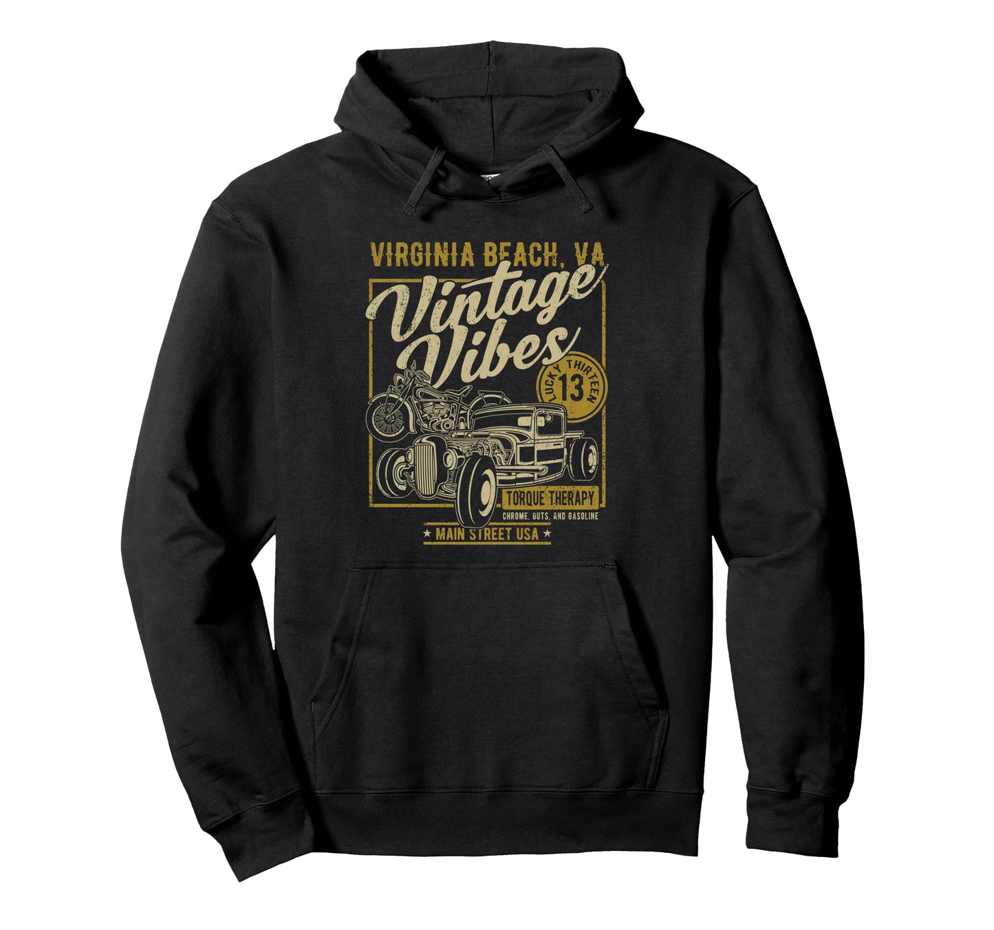 Virginia Beach Virginia Usa Hotrod Hoodie - Fun Novelty Design Men Women - T-Shirt, Sweatshirt, Hoodie