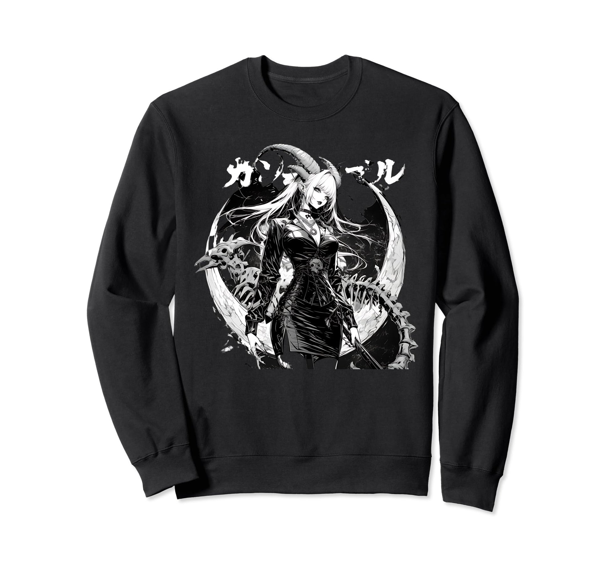 Goth Grunge Demon Anime Waifu Horror Sweatshirt - Minimalist Print Unisex - T-Shirt, Sweatshirt, Hoodie