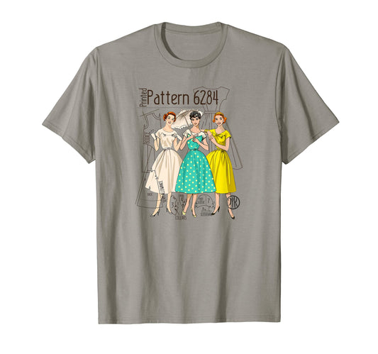 1950S Lady Swing Dress Pattern T-Shirt - Novelty Apparel for Adults - T-Shirt, Sweatshirt, Hoodie