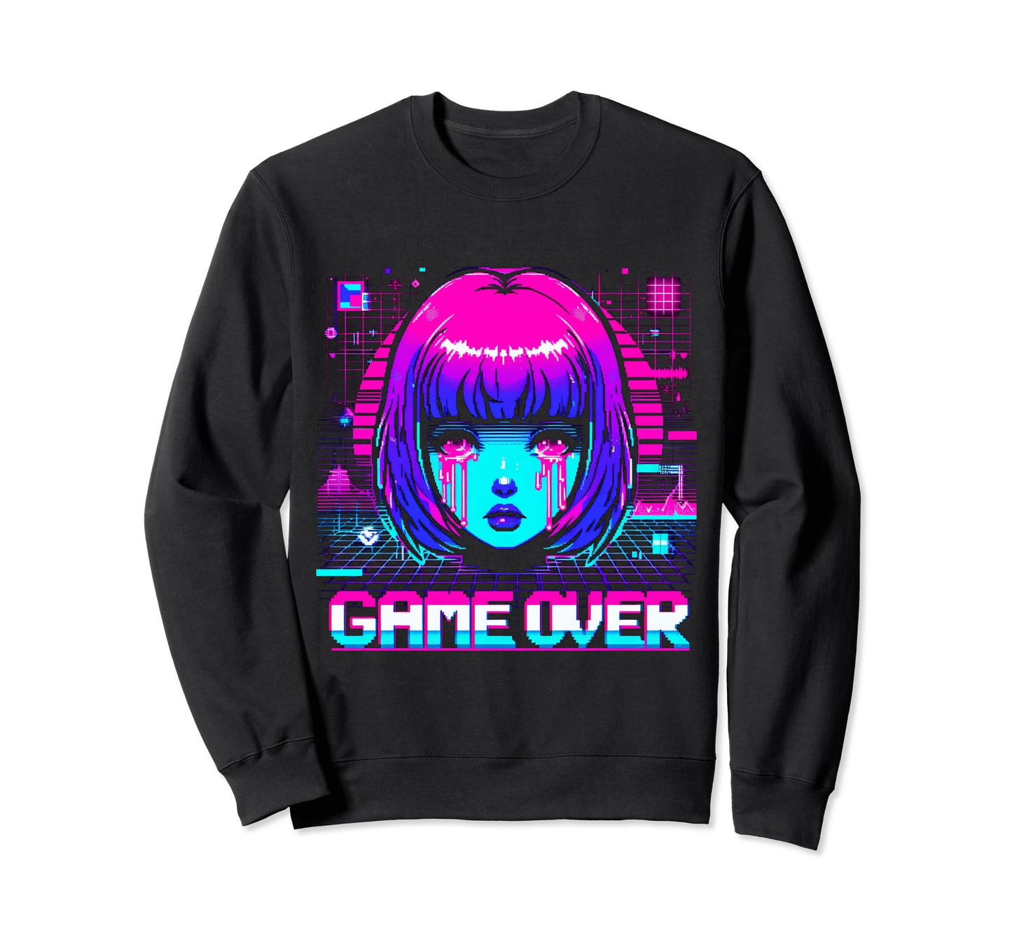 Sad Anime Japanese Vaporwave Sweatshirt - Trendy Graphic for Adults - T-Shirt, Sweatshirt, Hoodie