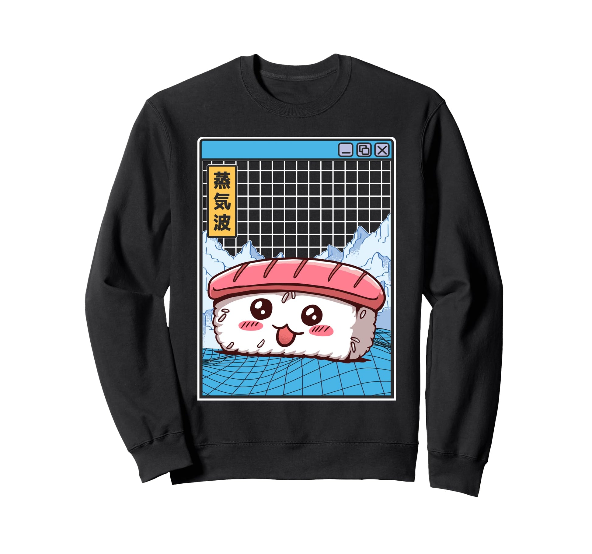 Happy Sushi Digital Japan 80S Sweatshirt - Casual Everyday Wear Unisex - T-Shirt, Sweatshirt, Hoodie