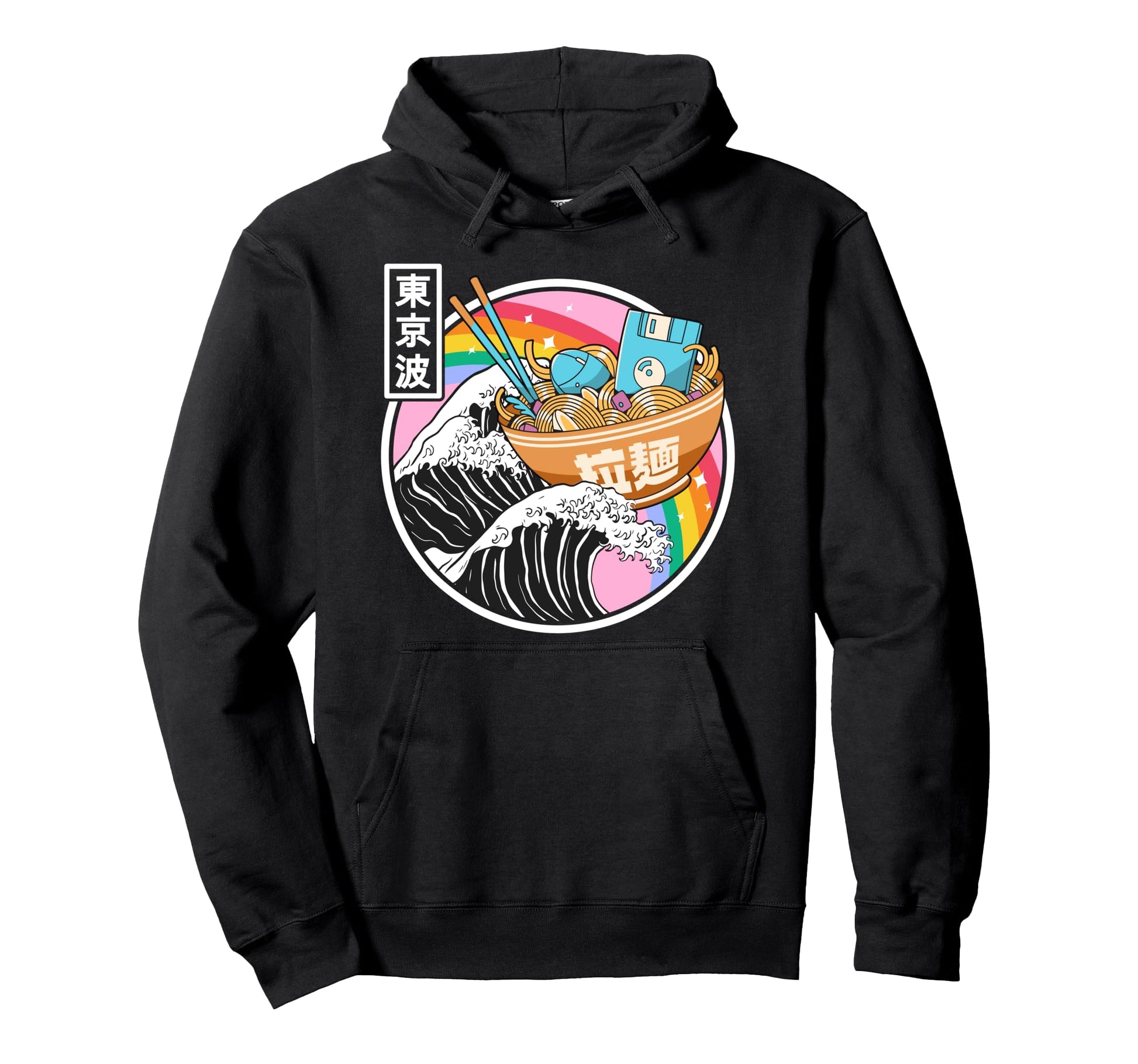 Computer Ramen Noodles Great Wave Hoodie - Minimalist Print Men Women - T-Shirt, Sweatshirt, Hoodie
