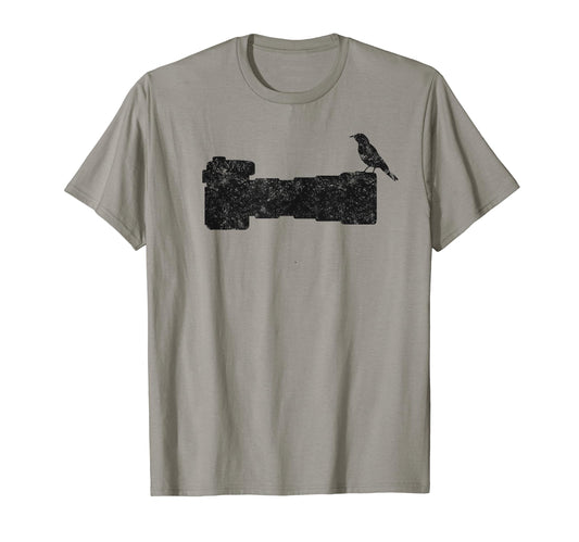 Bird Camera Long Lens Photographer T-Shirt - Minimalist Print for Adults - T-Shirt, Sweatshirt, Hoodie