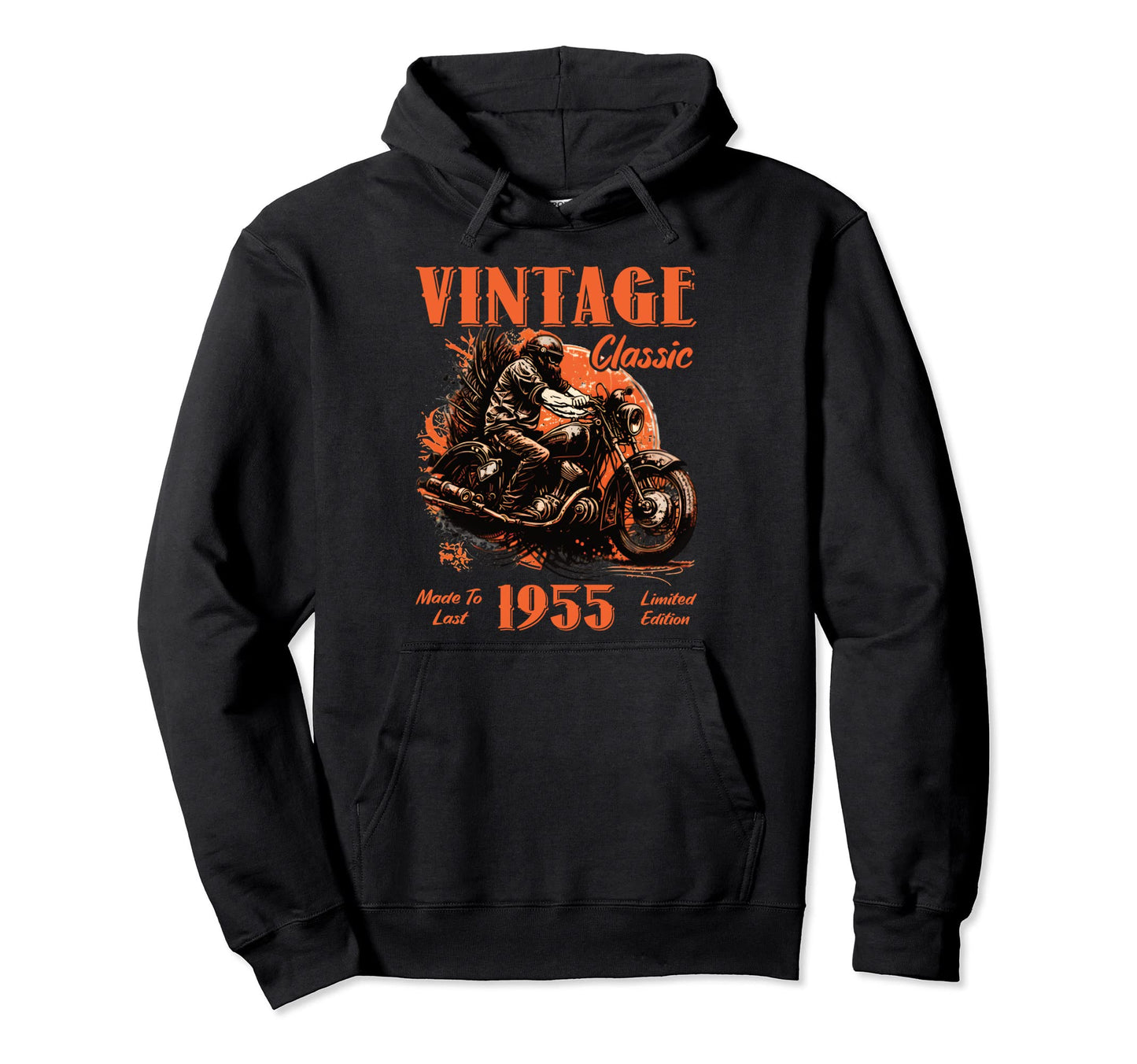 1955 Birthday Motorcycle Hoodie - Unique Graphic for Adults - T-Shirt, Sweatshirt, Hoodie