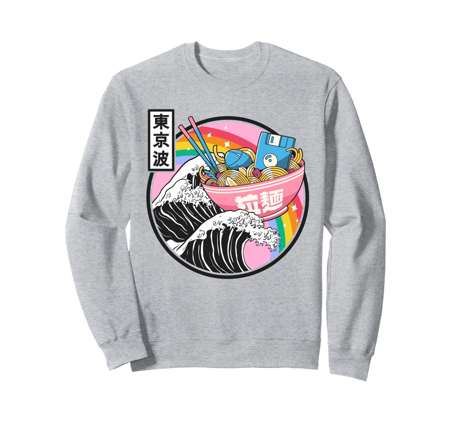 Digital Ramen Bowl Kanagawa Wave Japan Sweatshirt - Trendy Graphic Unisex - T-Shirt, Sweatshirt, Hoodie