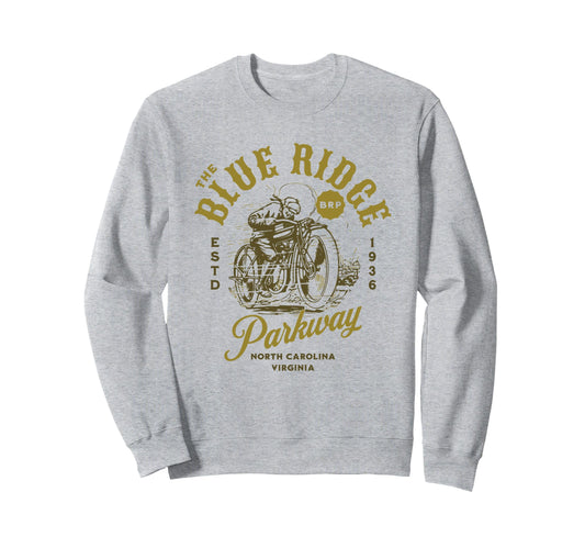 Blue Ridge Parkway Motorcycle Sweatshirt - Fun Novelty Design for Adults - T-Shirt, Sweatshirt, Hoodie