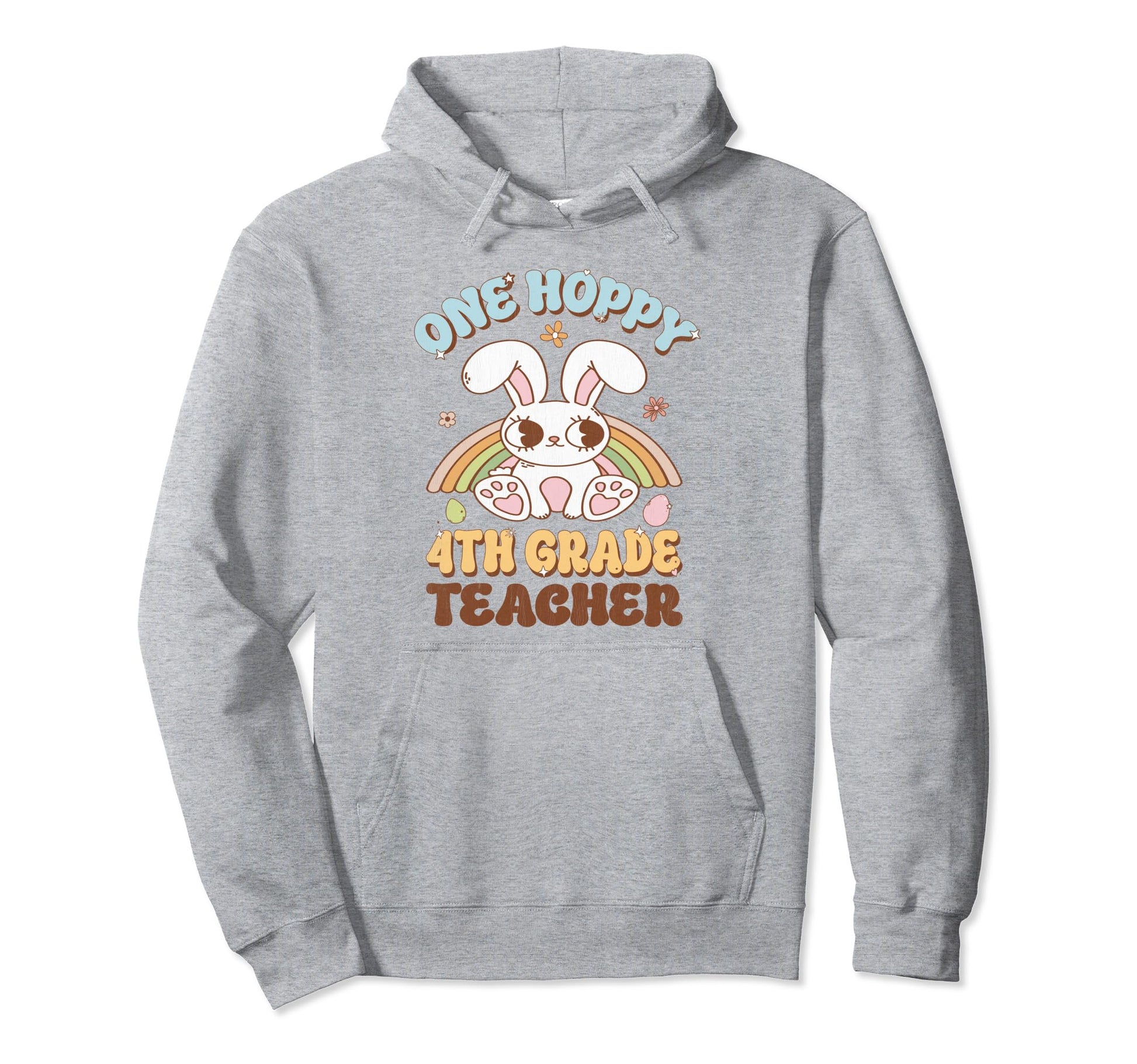One Hoppy 4Th Grade Teacher Easter Hoodie - Minimalist Print for Adults - T-Shirt, Sweatshirt, Hoodie