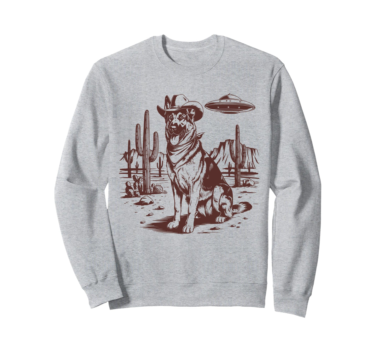 German Shepherd Ufo Western Alien Sweatshirt - Custom Art Print for Adults - T-Shirt, Sweatshirt, Hoodie