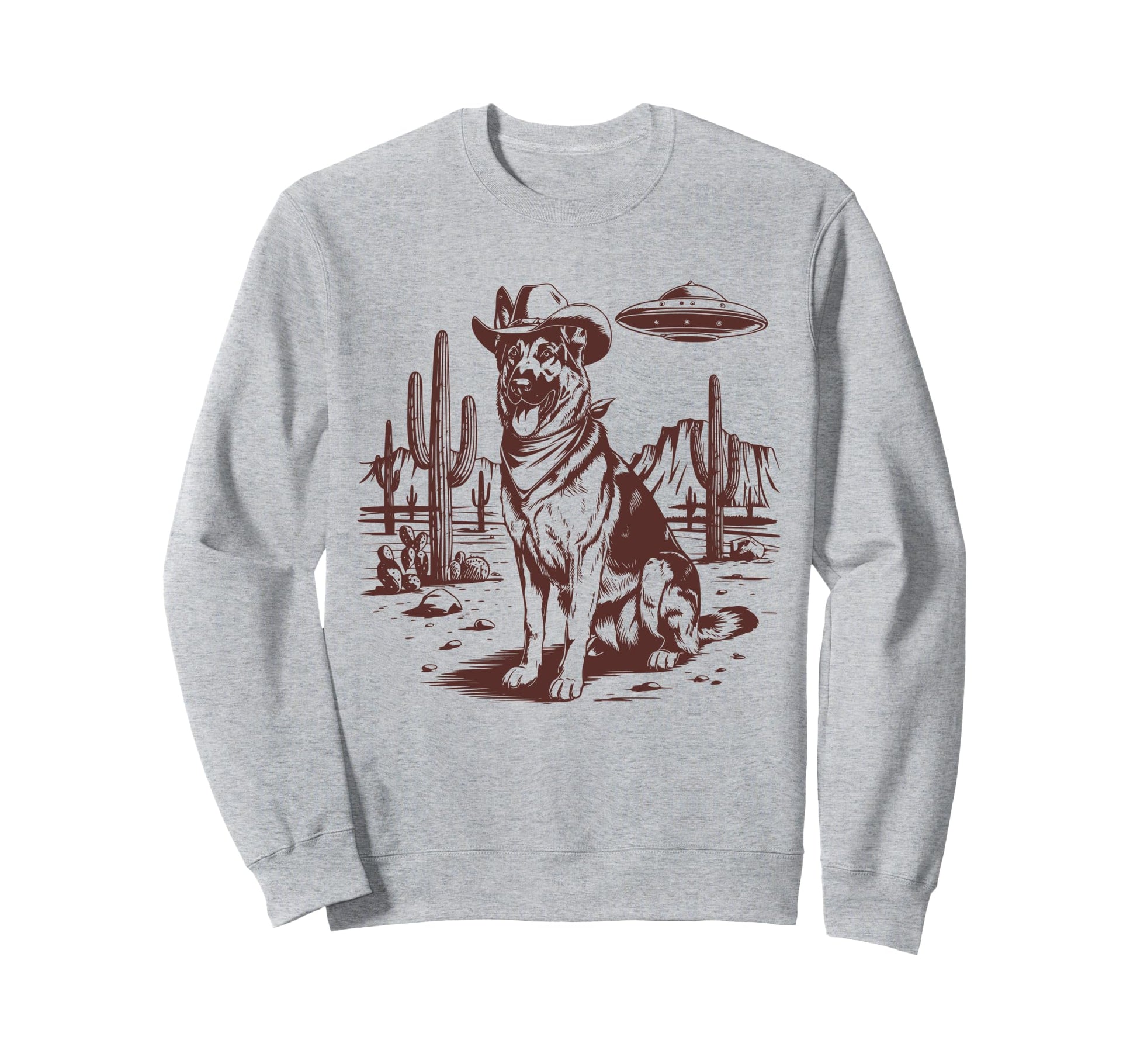 German Shepherd Ufo Western Alien Sweatshirt - Custom Art Print for Adults - T-Shirt, Sweatshirt, Hoodie