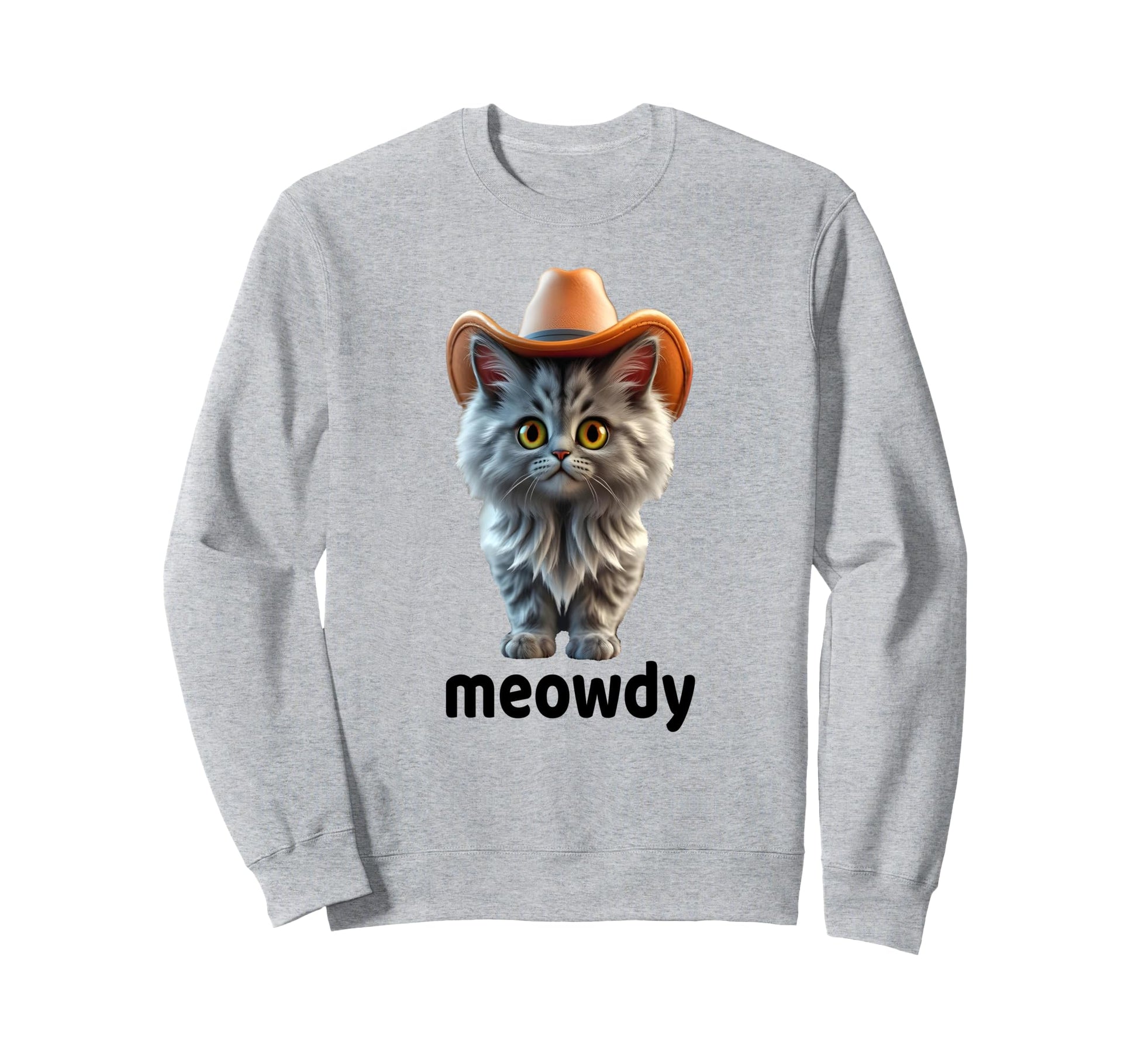 Persian Kitten Cat Meowdy Cowboy Sweatshirt - Custom Art Print for Adults - T-Shirt, Sweatshirt, Hoodie