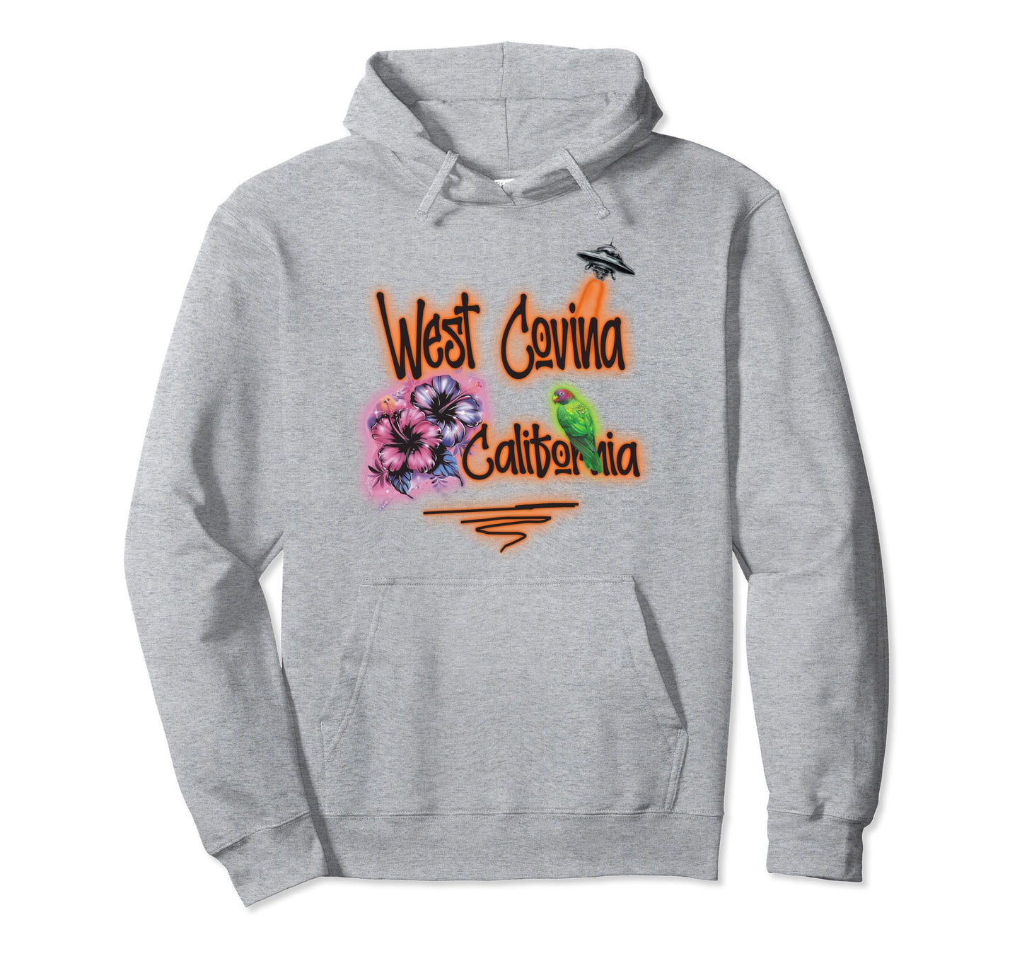 West Covina California Surfer Airbrush Hoodie - Graphic Print for Adults - T-Shirt, Sweatshirt, Hoodie
