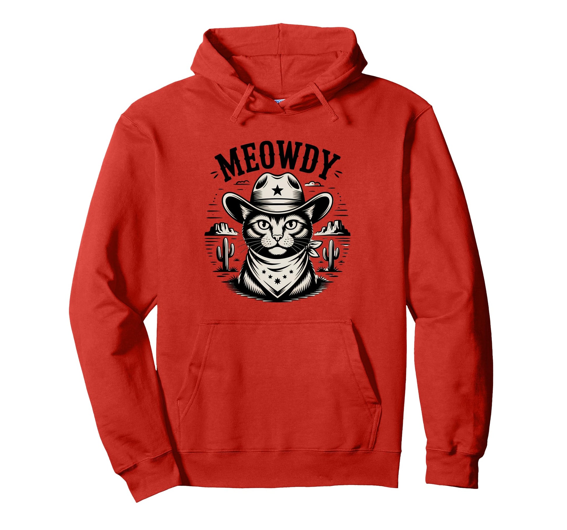 Meowdy Cat Country Western Funny Cowboy Hoodie - Graphic Print Men Women - T-Shirt, Sweatshirt, Hoodie