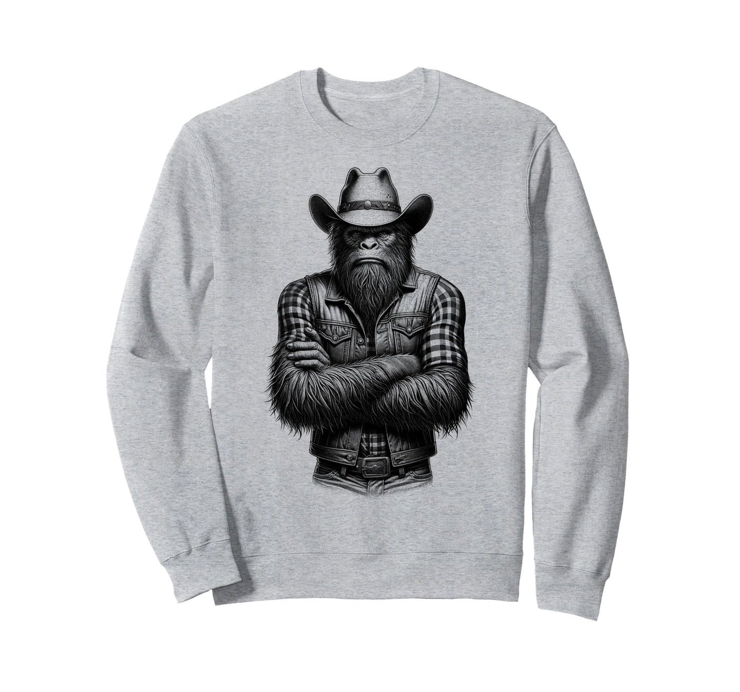 Bigfoot Sasquatch Funny Cowboy Sweatshirt - Aesthetic Graphic Men Women - T-Shirt, Sweatshirt, Hoodie