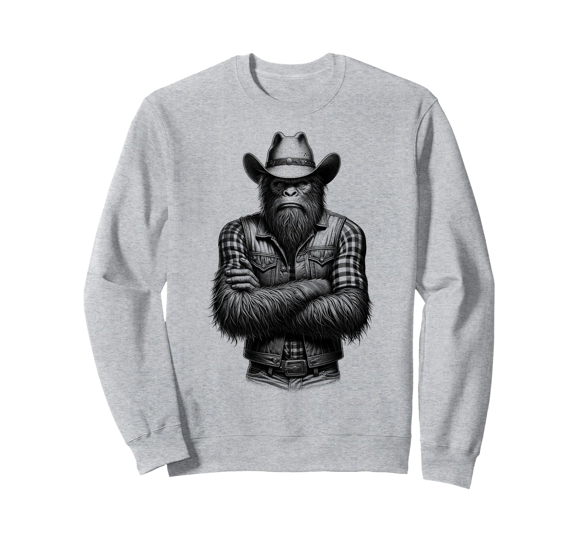 Bigfoot Sasquatch Funny Cowboy Sweatshirt - Aesthetic Graphic Men Women - T-Shirt, Sweatshirt, Hoodie