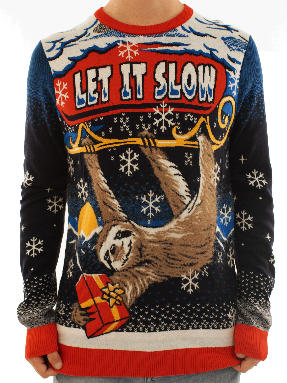 Let It Slow Sloth | For Men & Women | Unisex Sizing Ugly Christmas Sweater - Holiday Gift product image 2