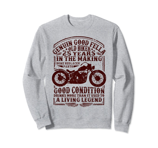 25 Years Old Biker Birthday Sweatshirt - Novelty Apparel Men Women - T-Shirt, Sweatshirt, Hoodie