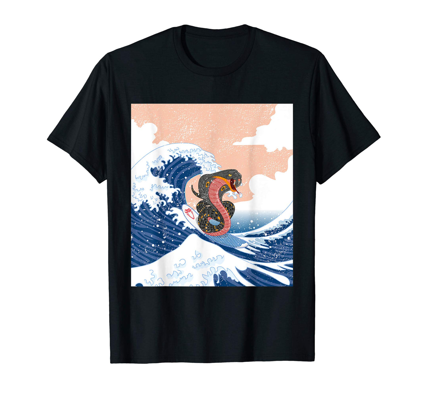 Cobra Surfing Wave Kanagawa Aesthetic T-Shirt - Graphic Print Men Women - T-Shirt, Sweatshirt, Hoodie