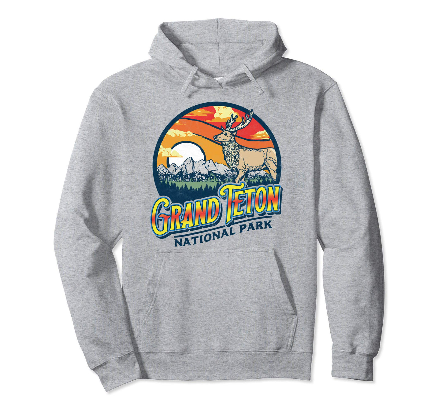 Grand Teton National Park 80S Elk Hoodie - Minimalist Print for Adults - T-Shirt, Sweatshirt, Hoodie