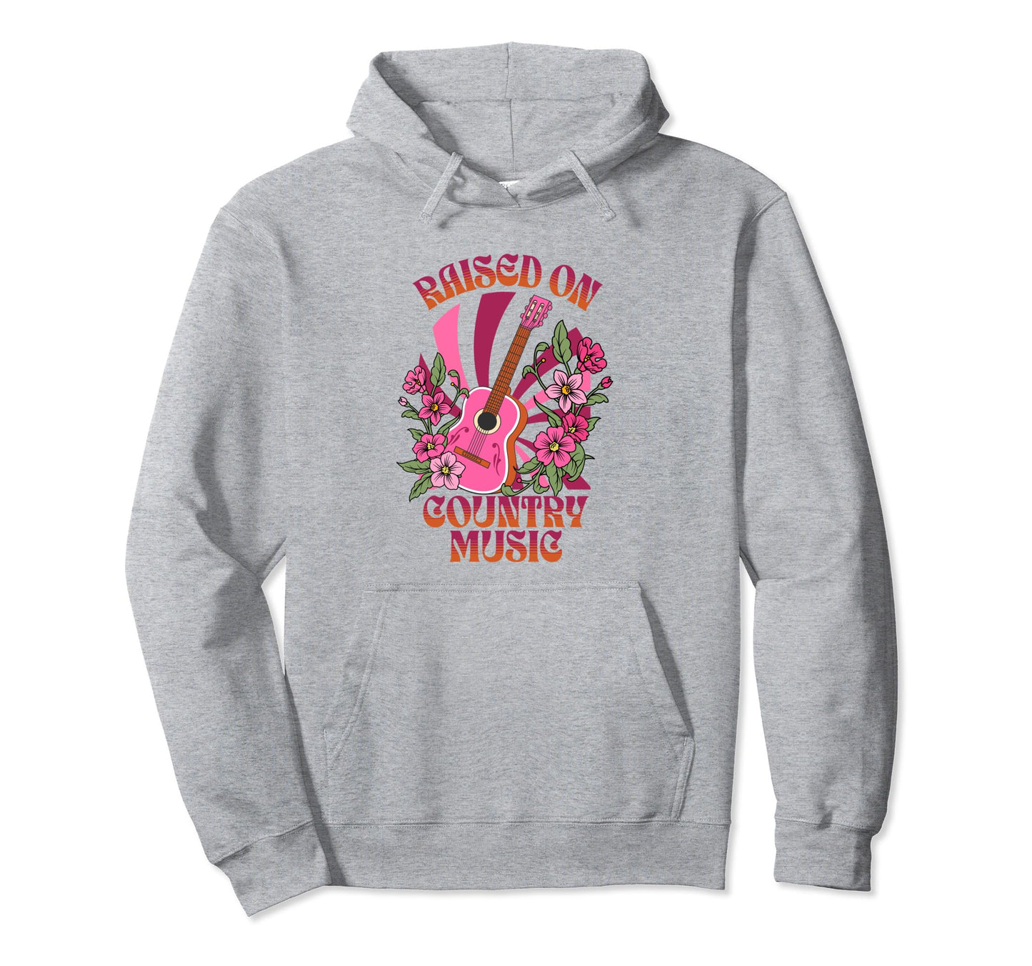 Groovy Western Rodeo Guitar Raised Country Hoodie - Trendy Graphic Unisex - T-Shirt, Sweatshirt, Hoodie