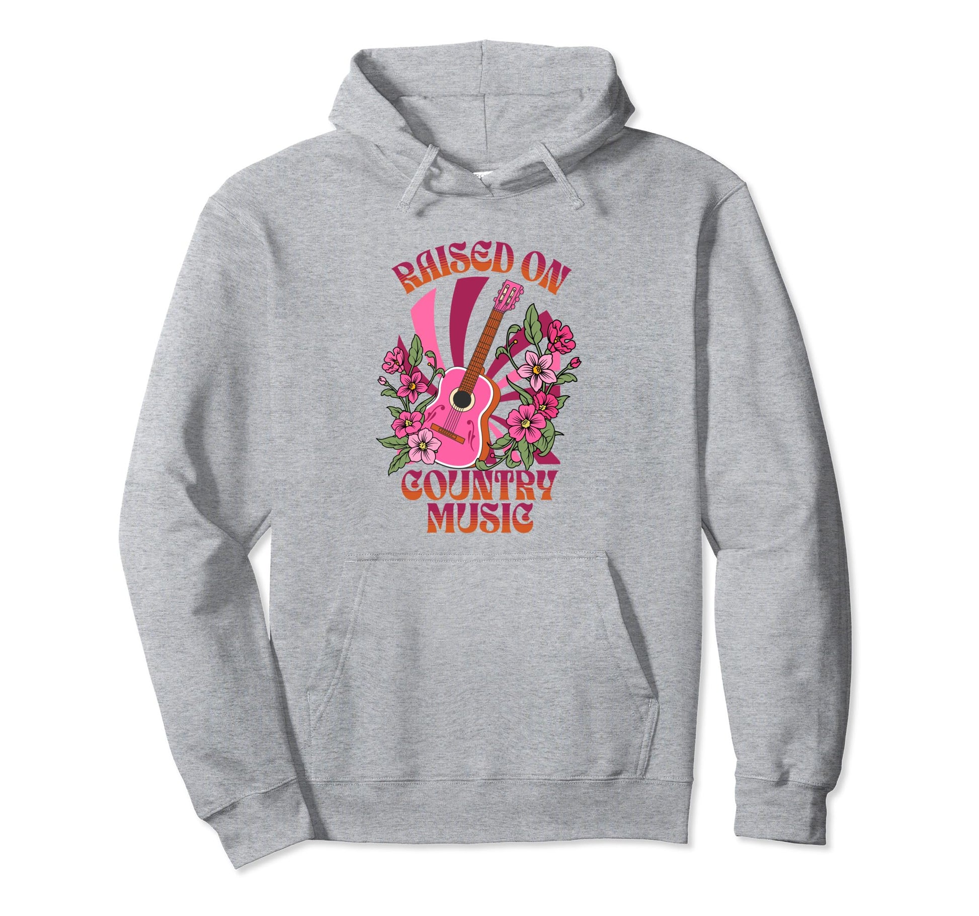 Groovy Western Rodeo Guitar Raised Country Hoodie - Trendy Graphic Unisex - T-Shirt, Sweatshirt, Hoodie