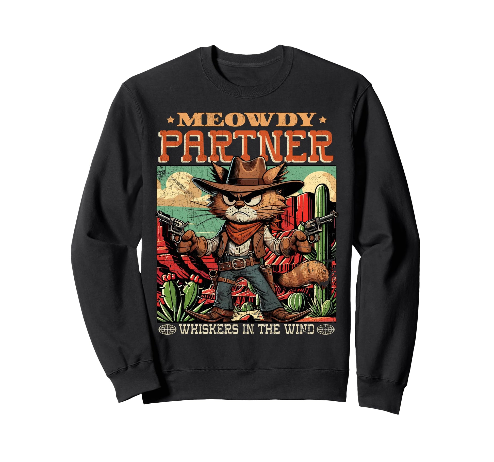 Meowdy Partner Cowboy Cat Sweatshirt - Aesthetic Graphic Unisex - T-Shirt, Sweatshirt, Hoodie