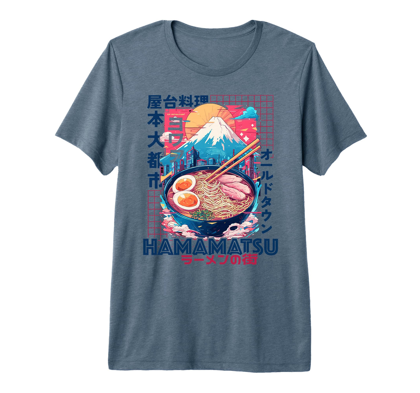 Hamamatsu City 80S Synthwave Ramen T-Shirt - Aesthetic Graphic Men Women - T-Shirt, Sweatshirt, Hoodie