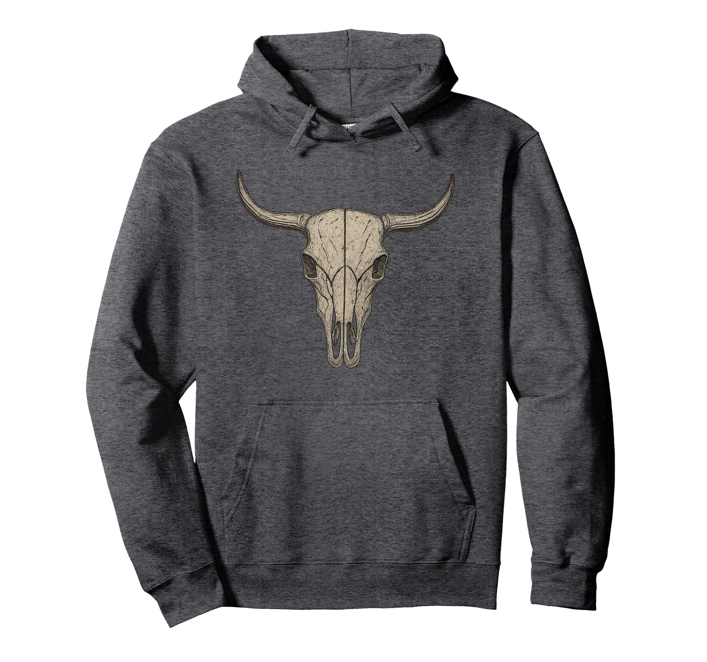 Bull Skull Western Cow Skull Cowboy Hoodie - Fun Novelty Design Unisex - T-Shirt, Sweatshirt, Hoodie