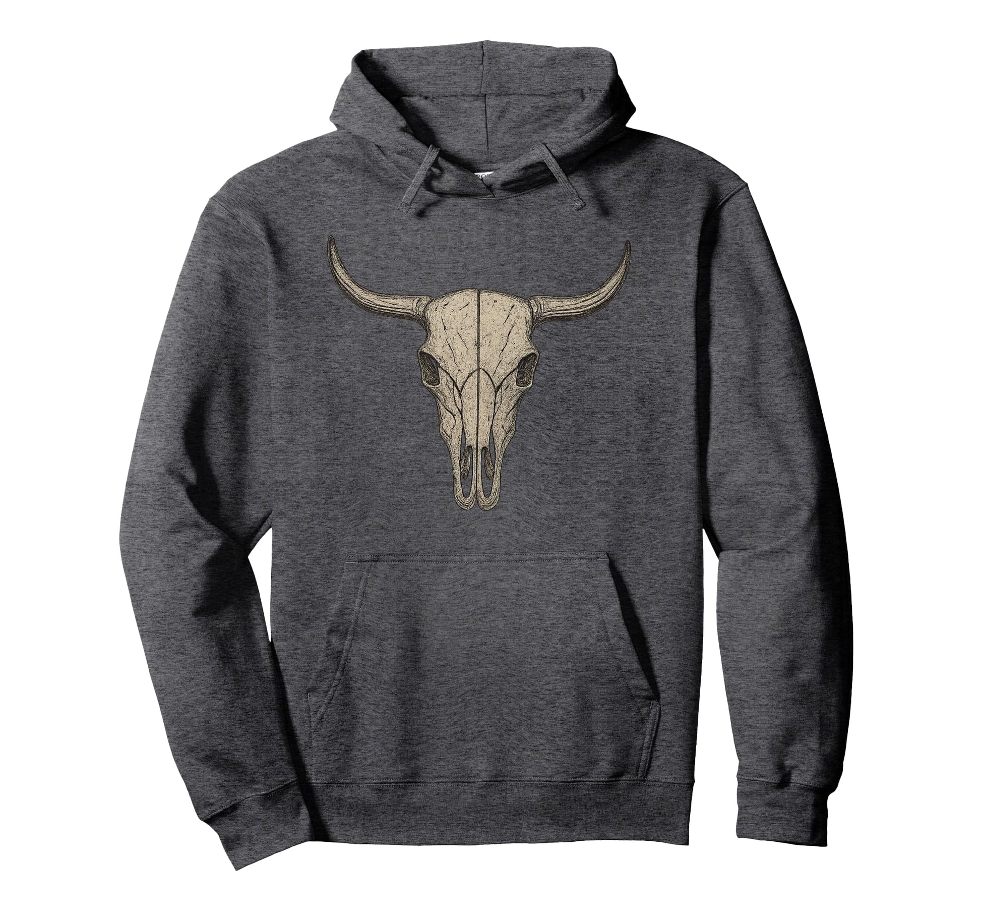 Bull Skull Western Cow Skull Cowboy Hoodie - Fun Novelty Design Unisex - T-Shirt, Sweatshirt, Hoodie
