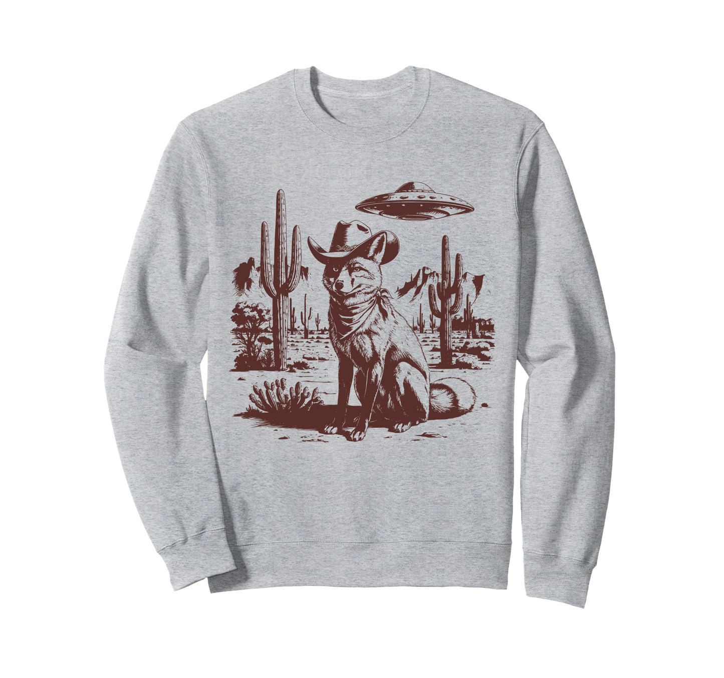 Fox Ufo Western Alien 90S Cowboy Sweatshirt - Minimalist Print Men Women - T-Shirt, Sweatshirt, Hoodie