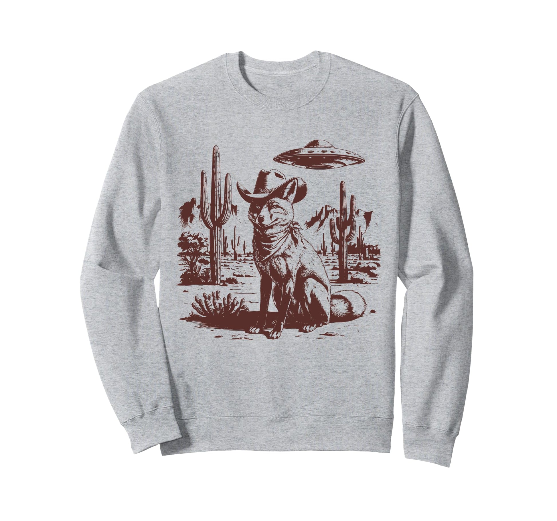 Fox Ufo Western Alien 90S Cowboy Sweatshirt - Minimalist Print Men Women - T-Shirt, Sweatshirt, Hoodie