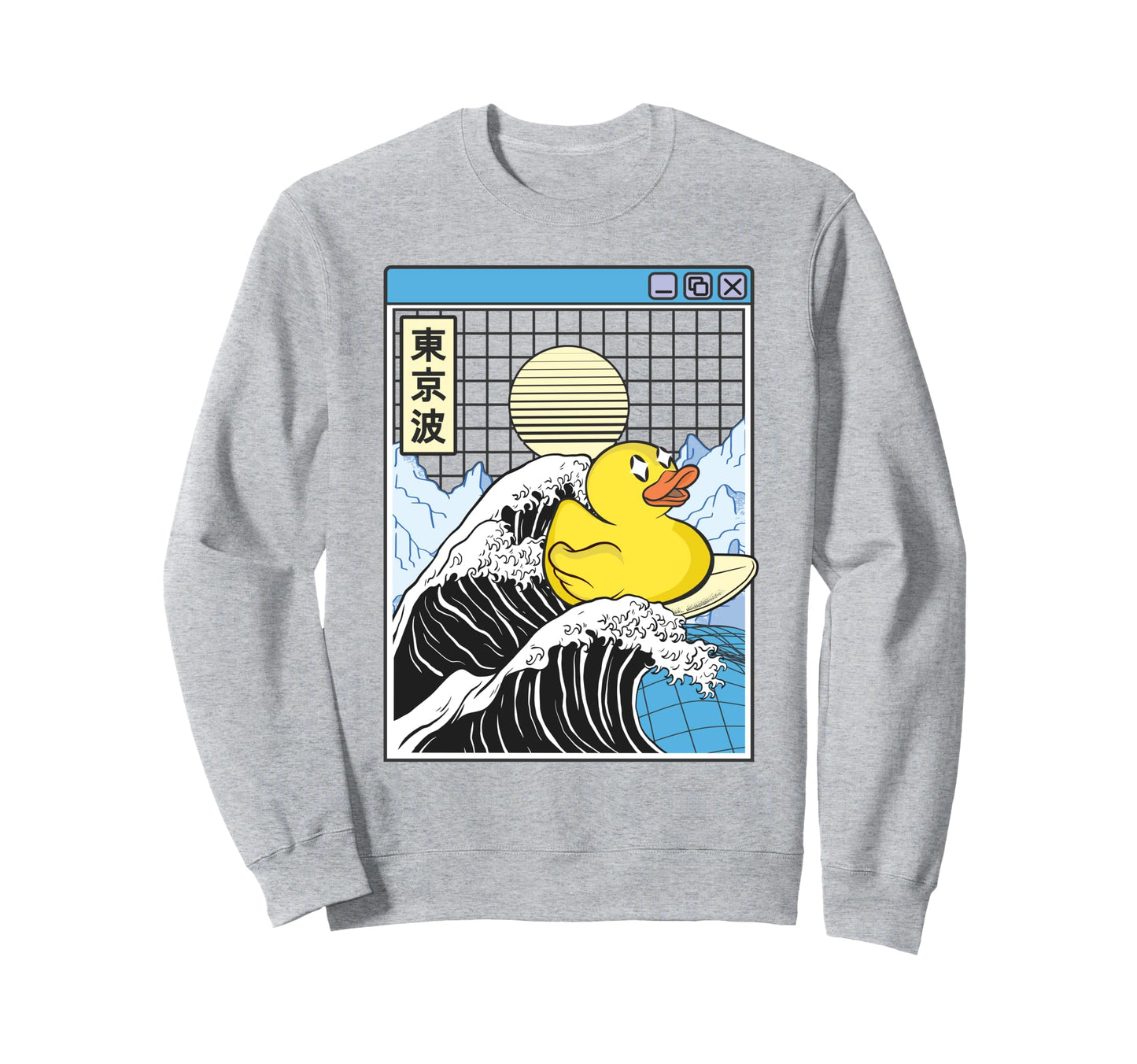 Rubber Duck Surfing Kanagawa Wave Sweatshirt - Graphic Print for Adults - T-Shirt, Sweatshirt, Hoodie