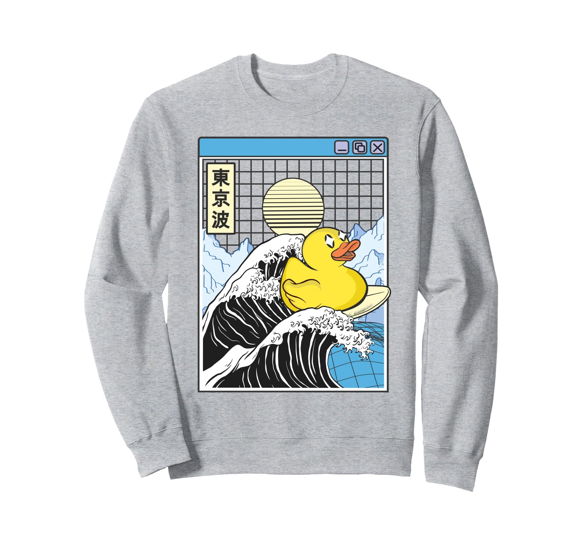 Rubber Duck Surfing Kanagawa Wave Sweatshirt - Graphic Print for Adults - T-Shirt, Sweatshirt, Hoodie
