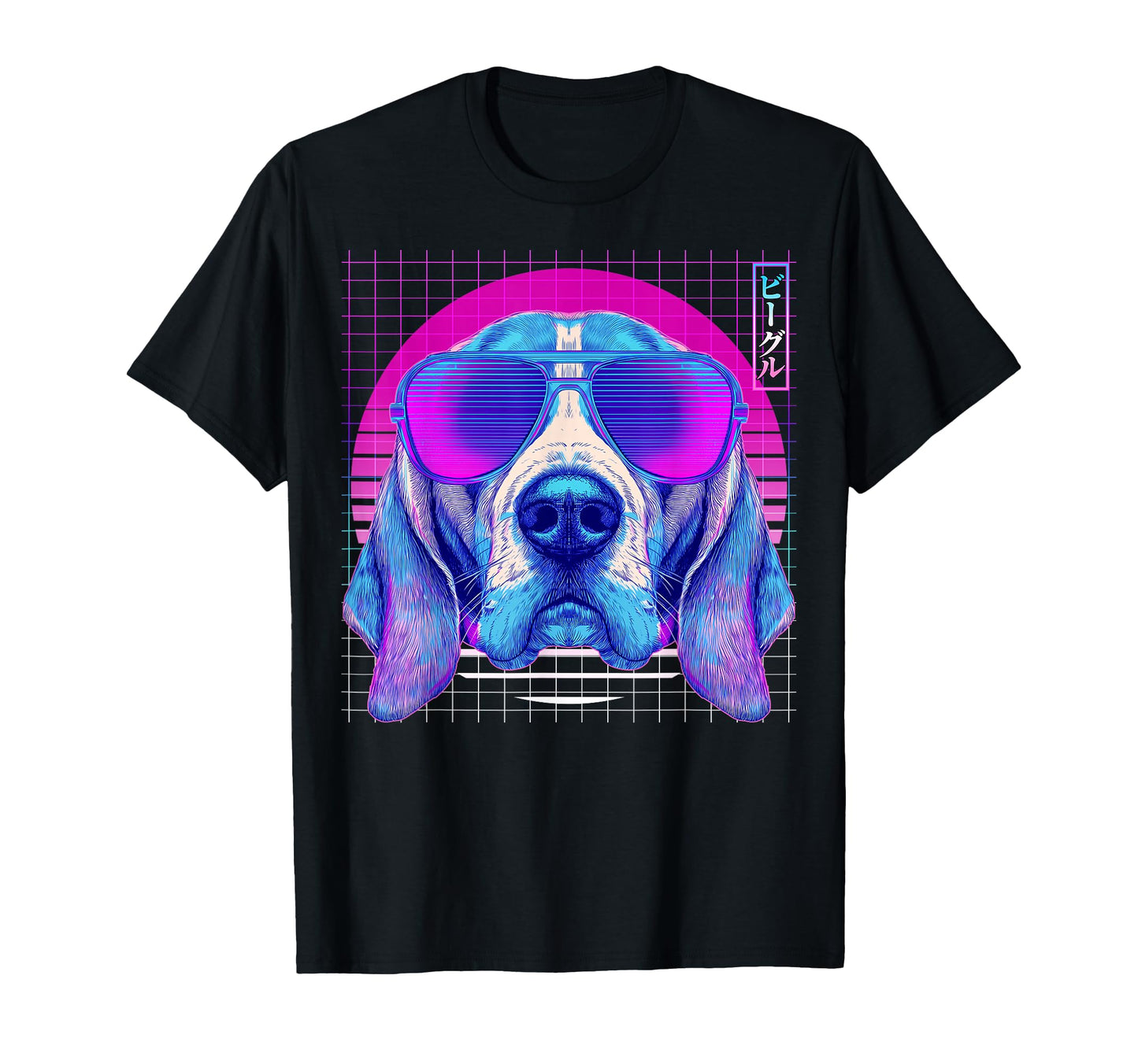 Beagle Sunglasses Dog Vaporwave T-Shirt - Casual Everyday Wear Men Women - T-Shirt, Sweatshirt, Hoodie