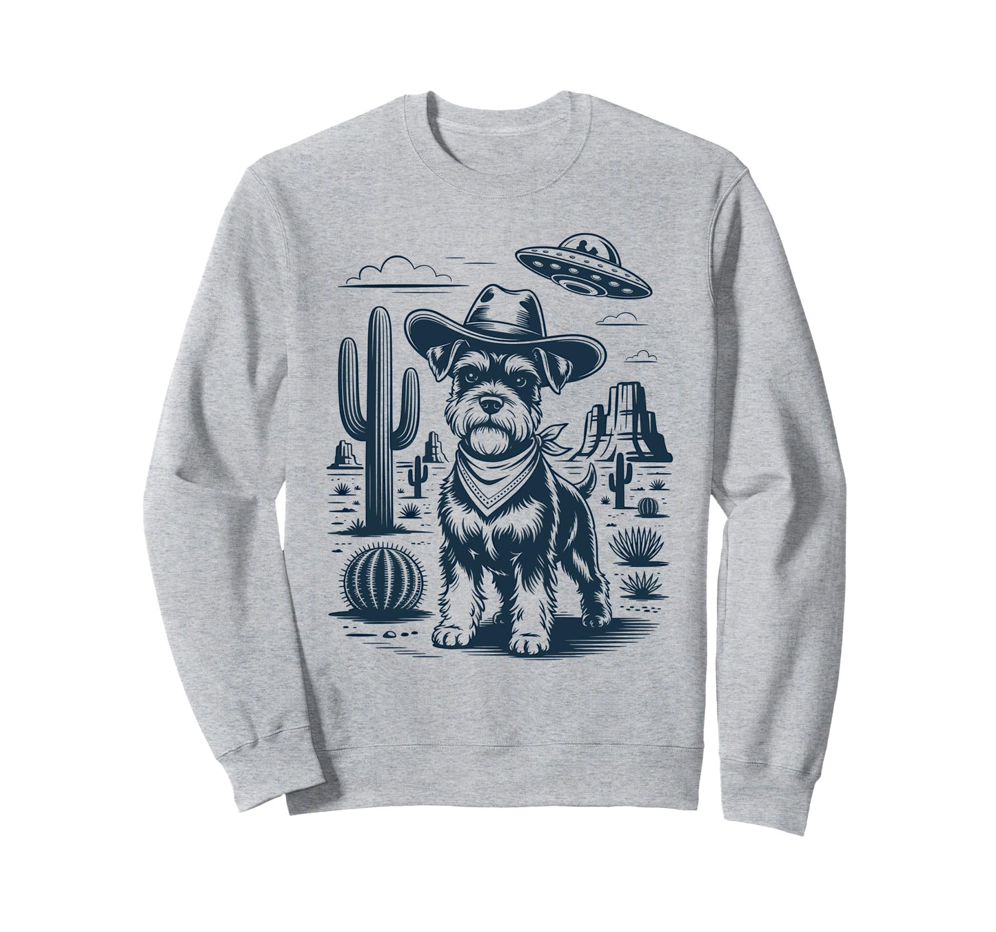 Cowboy Miniature Schnauzer Dog Ufo Sweatshirt - Aesthetic Graphic Unisex - T-Shirt, Sweatshirt, Hoodie