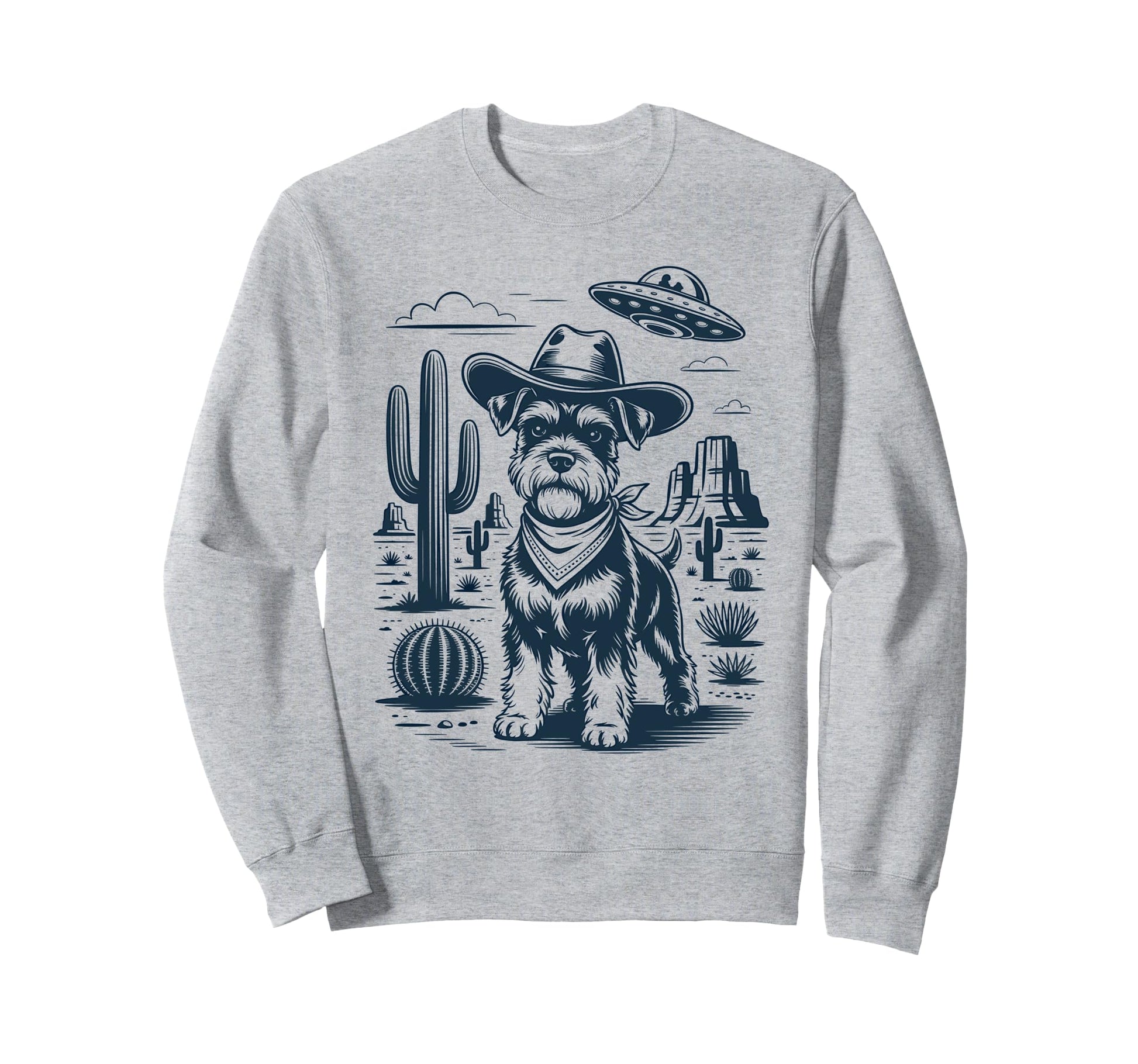 Cowboy Miniature Schnauzer Dog Ufo Sweatshirt - Aesthetic Graphic Unisex - T-Shirt, Sweatshirt, Hoodie