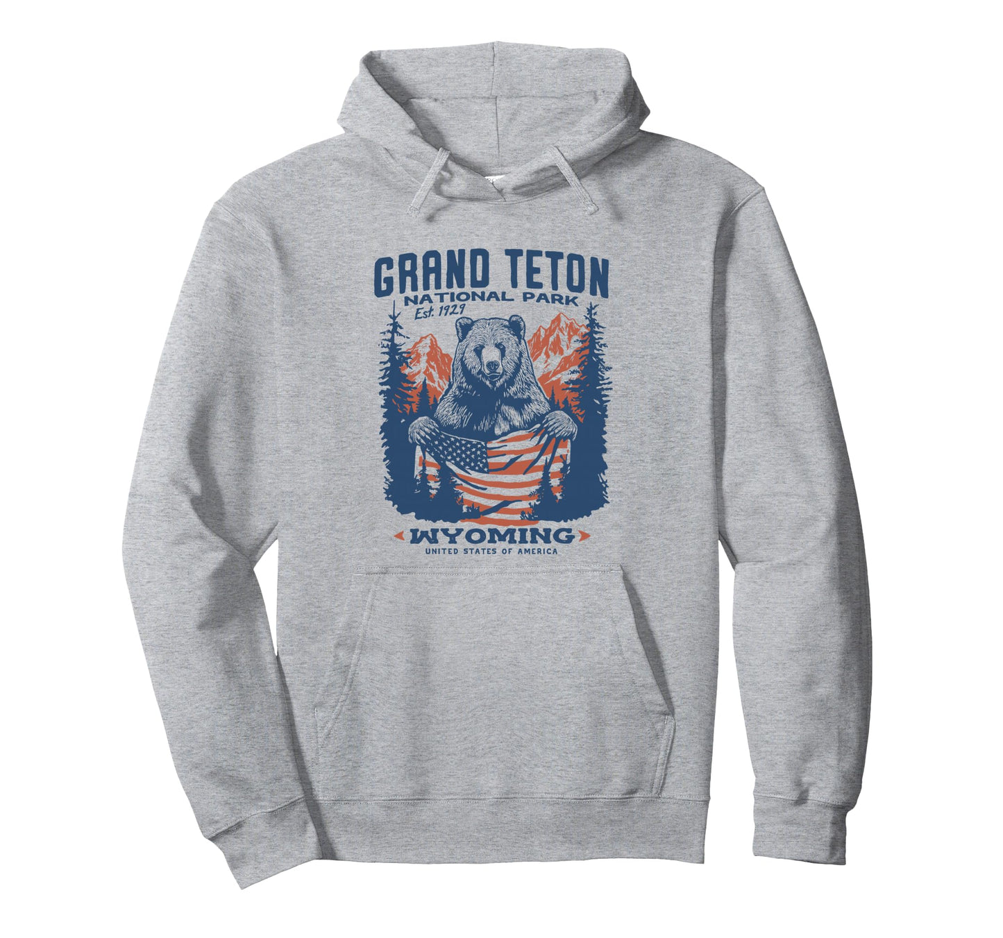 Patriotic Grand Teton Park Bear Flag Hoodie - Graphic Print for Adults - T-Shirt, Sweatshirt, Hoodie