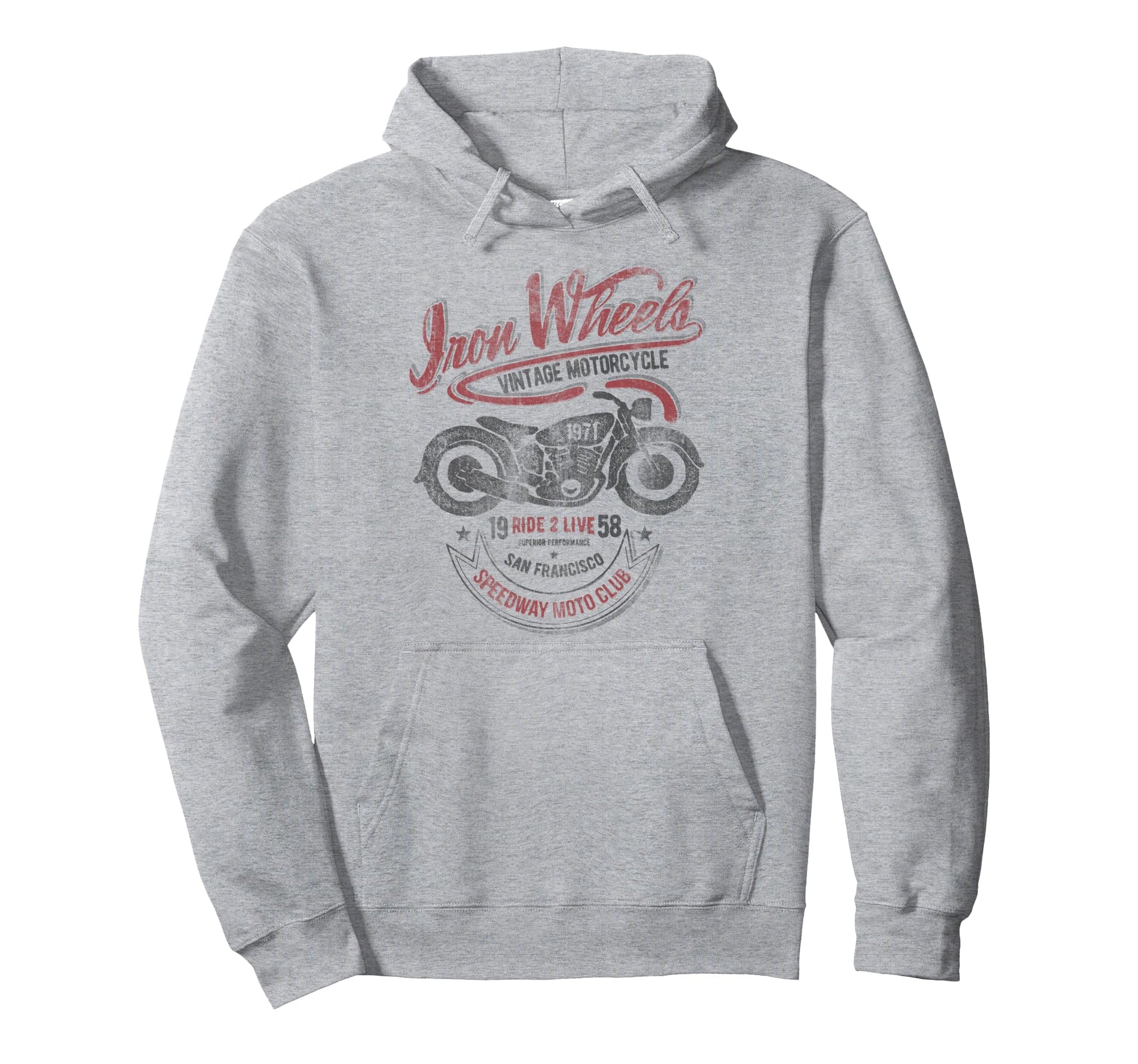 Trendy Iron Wheels Motorcycles San Francisco Hoodie - Trendy Graphic Unisex - T-Shirt, Sweatshirt, Hoodie