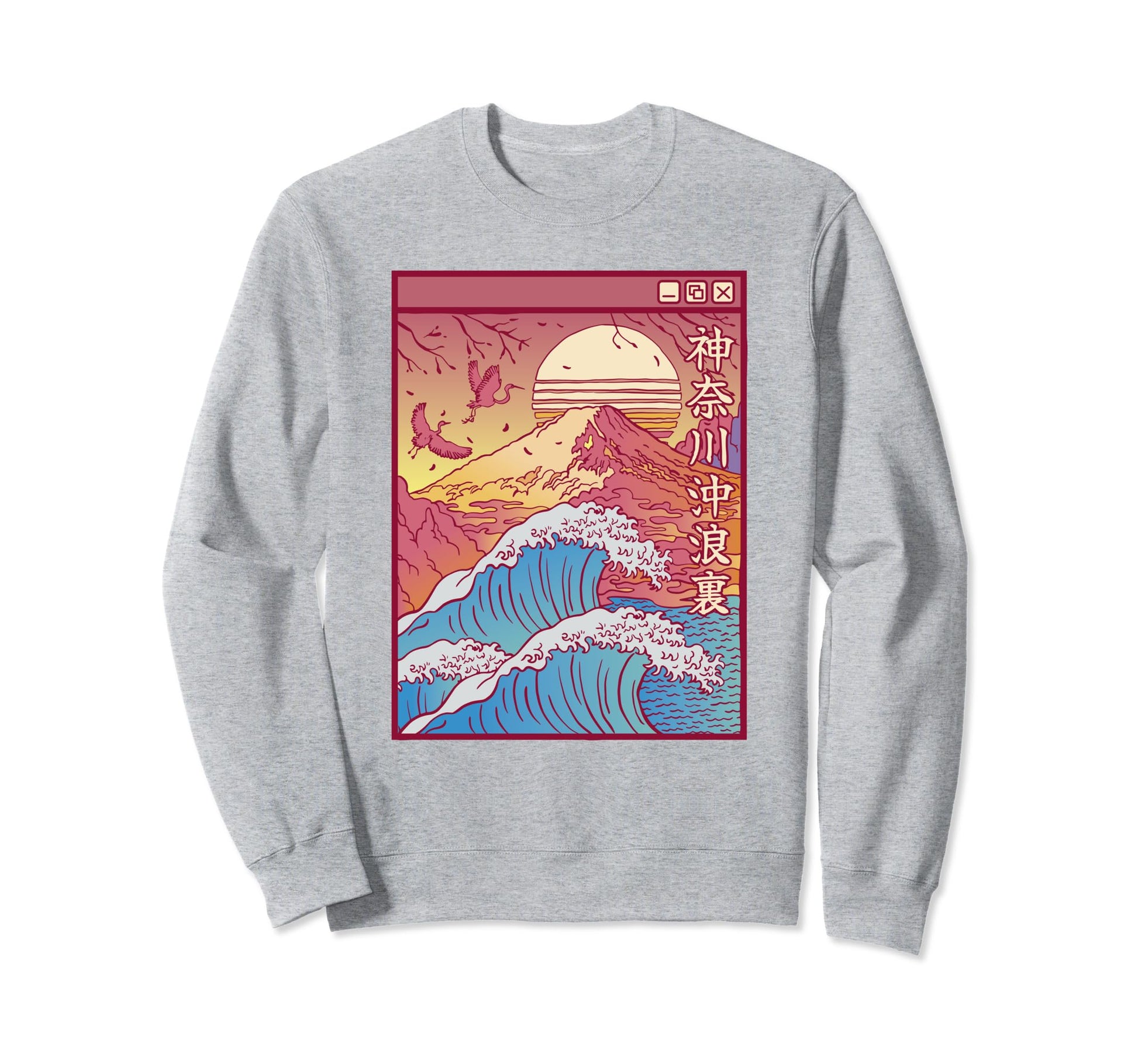 Great Art Wave Vaporwave Aesthetic Sweatshirt - Graphic Print Men Women - T-Shirt, Sweatshirt, Hoodie