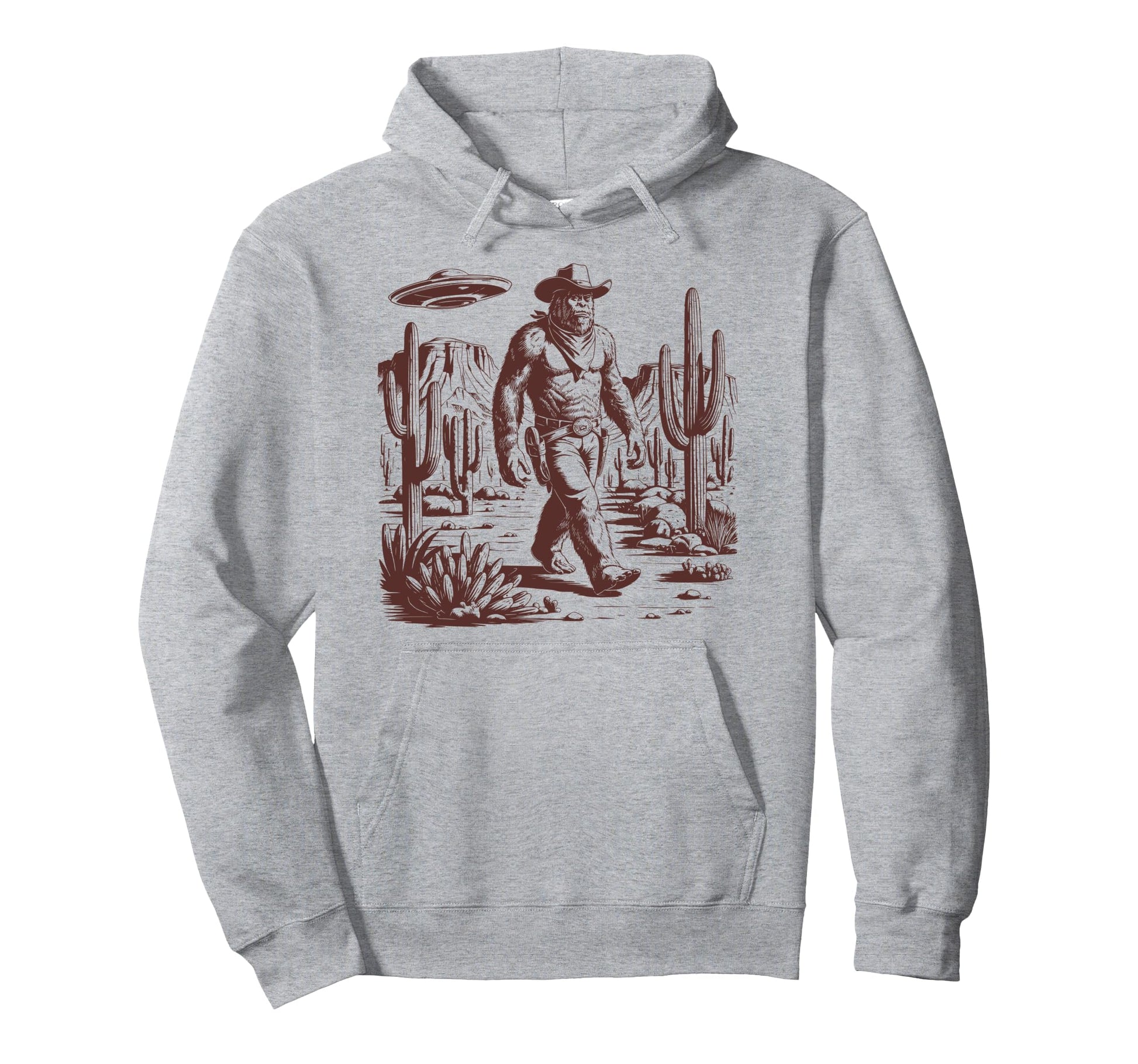 Bigfoot Ufo Western Alien 90S Hoodie - Casual Everyday Wear for Adults - T-Shirt, Sweatshirt, Hoodie