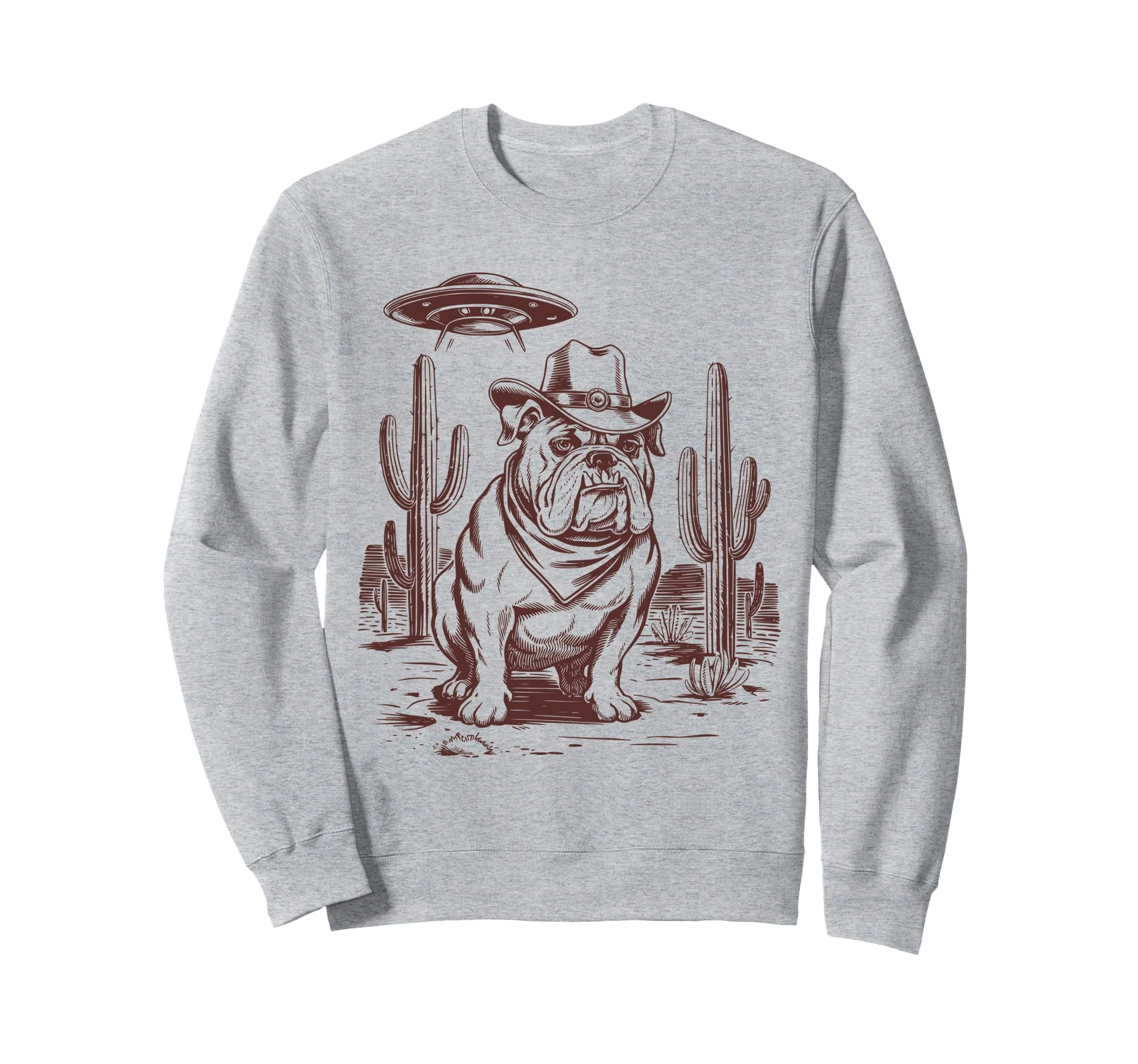 Bulldog Ufo Western Alien 90S Cowboy Sweatshirt - Streetwear Style Unisex - T-Shirt, Sweatshirt, Hoodie