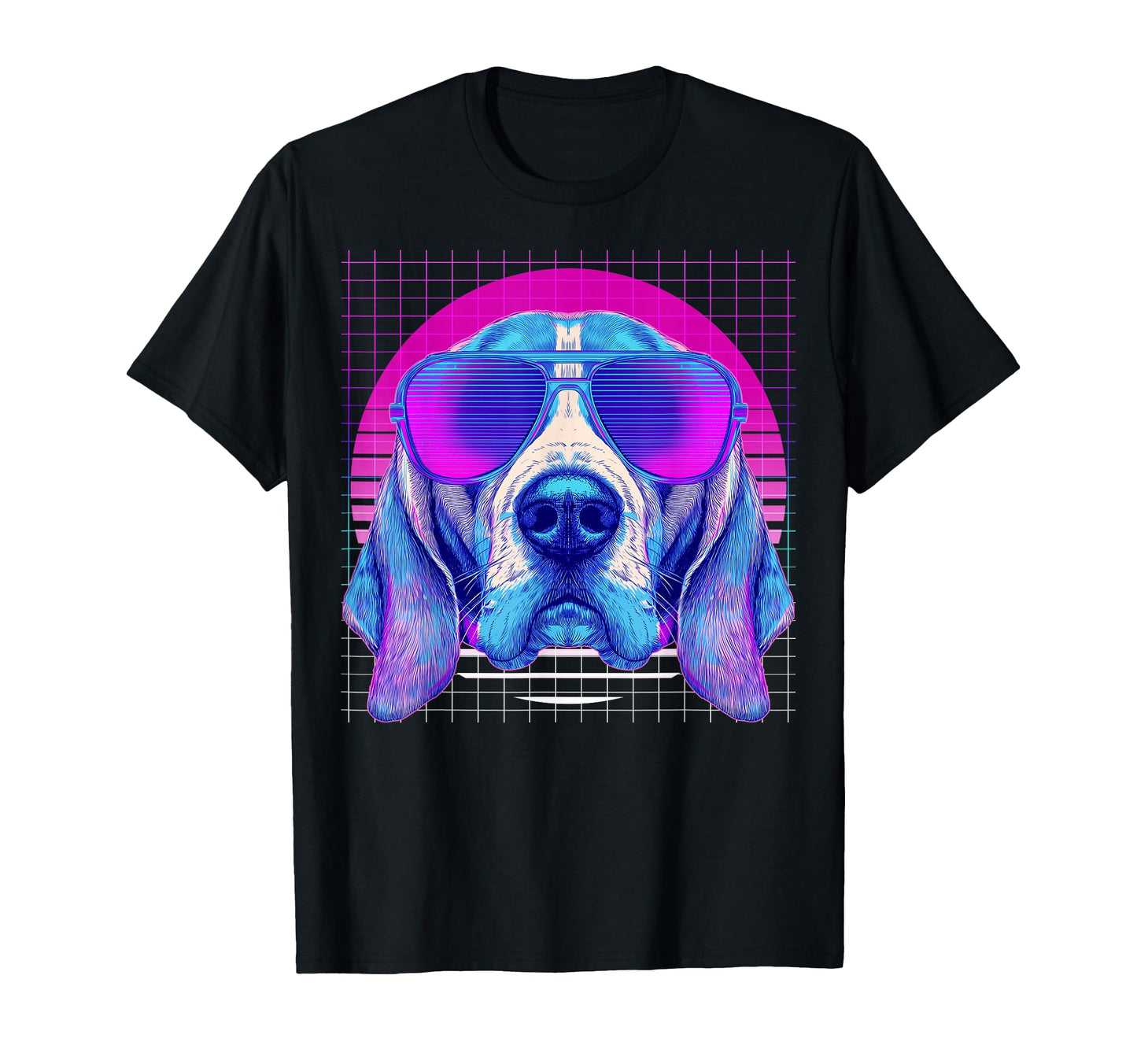 Beagle Sunglasses Dog Vaporwave T-Shirt - Trendy Graphic for Adults - T-Shirt, Sweatshirt, Hoodie