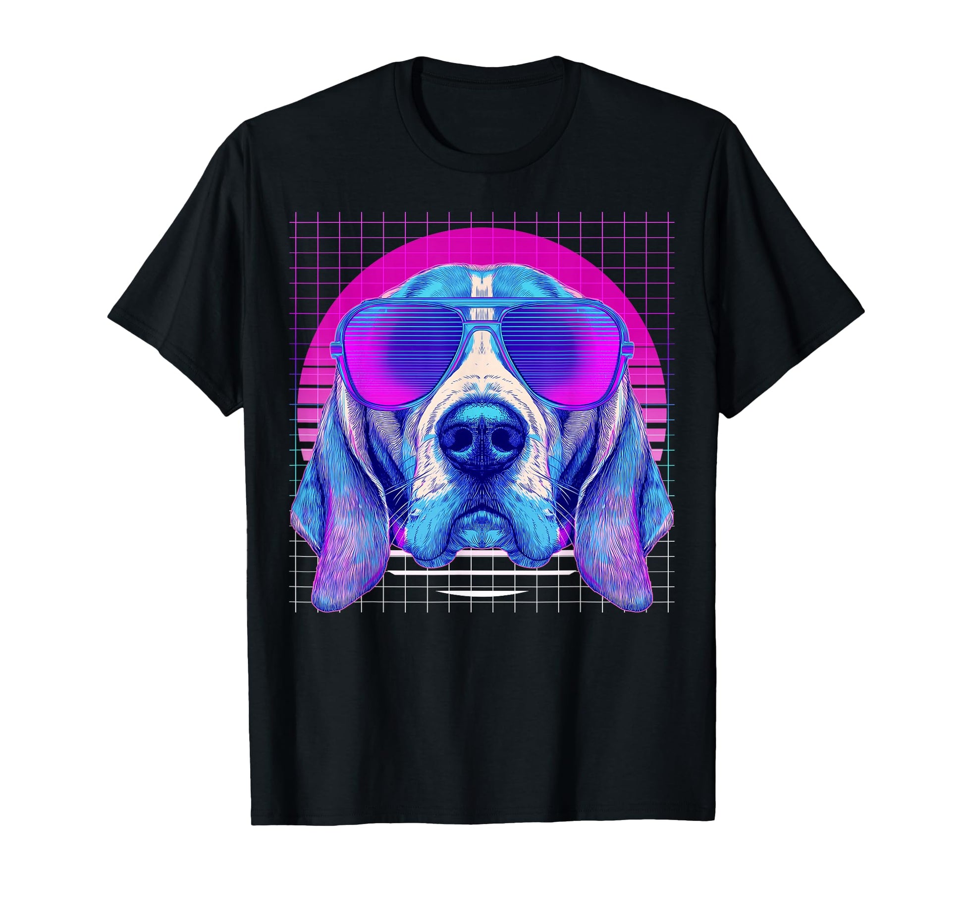 Beagle Sunglasses Dog Vaporwave T-Shirt - Trendy Graphic for Adults - T-Shirt, Sweatshirt, Hoodie