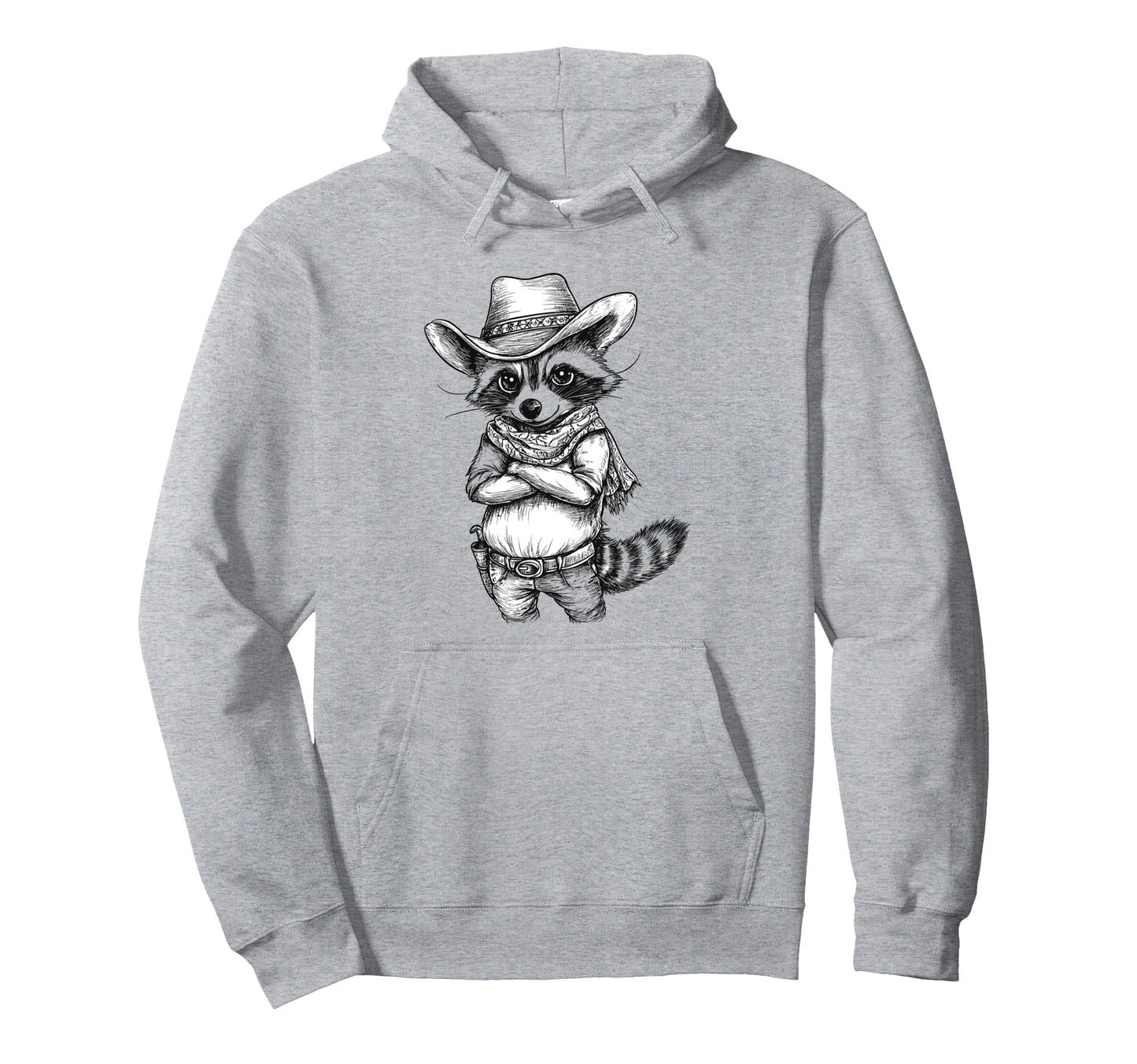 Western Country Raccoon Cowboy Hoodie - Fun Novelty Design Men Women - T-Shirt, Sweatshirt, Hoodie