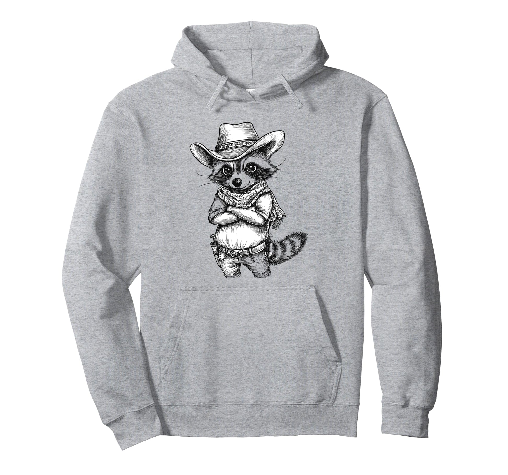 Western Country Raccoon Cowboy Hoodie - Fun Novelty Design Men Women - T-Shirt, Sweatshirt, Hoodie