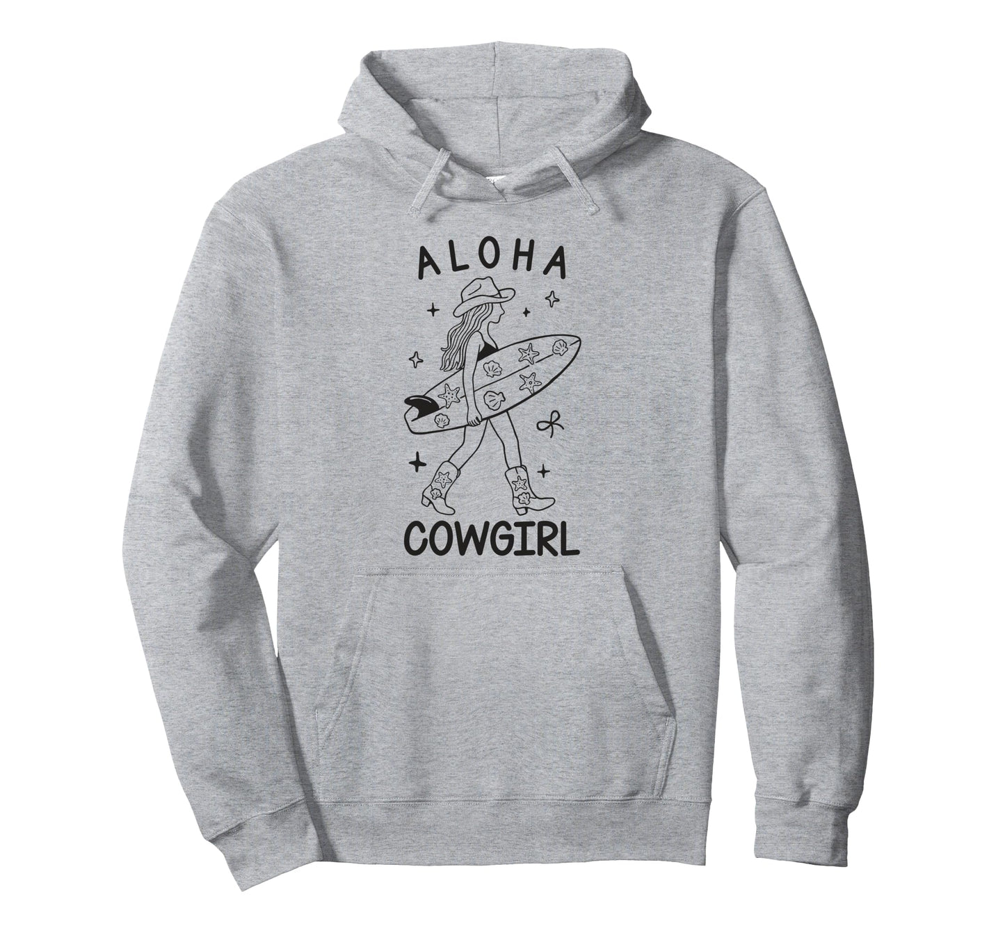 Aloha Cowgirl Surf Western Boots Hoodie - Aesthetic Graphic for Adults - T-Shirt, Sweatshirt, Hoodie
