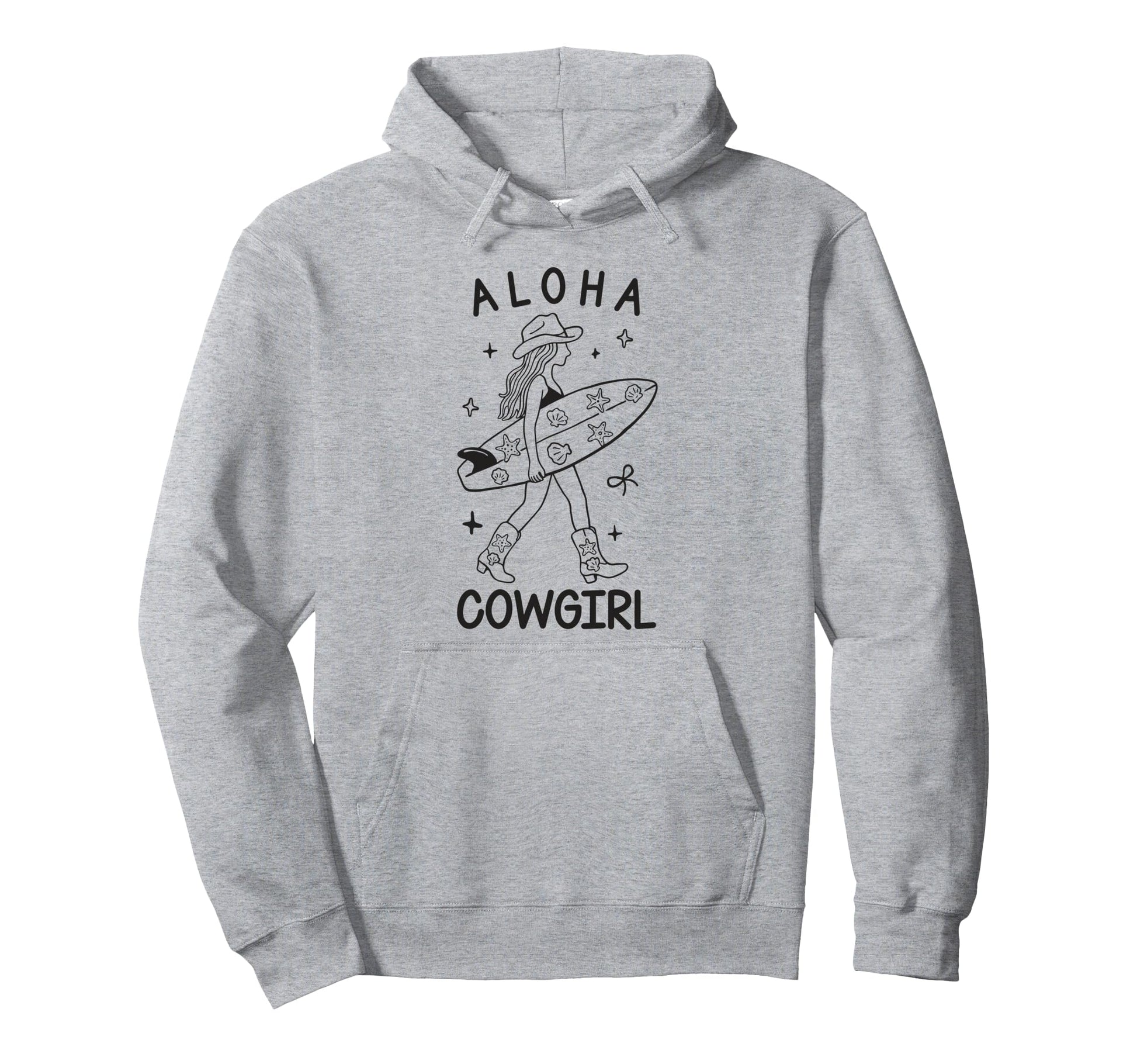 Aloha Cowgirl Surf Western Boots Hoodie - Aesthetic Graphic for Adults - T-Shirt, Sweatshirt, Hoodie