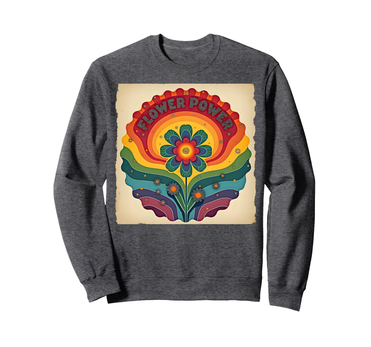 Flower Power Rainbow Floral Sweatshirt - Minimalist Print for Adults - T-Shirt, Sweatshirt, Hoodie