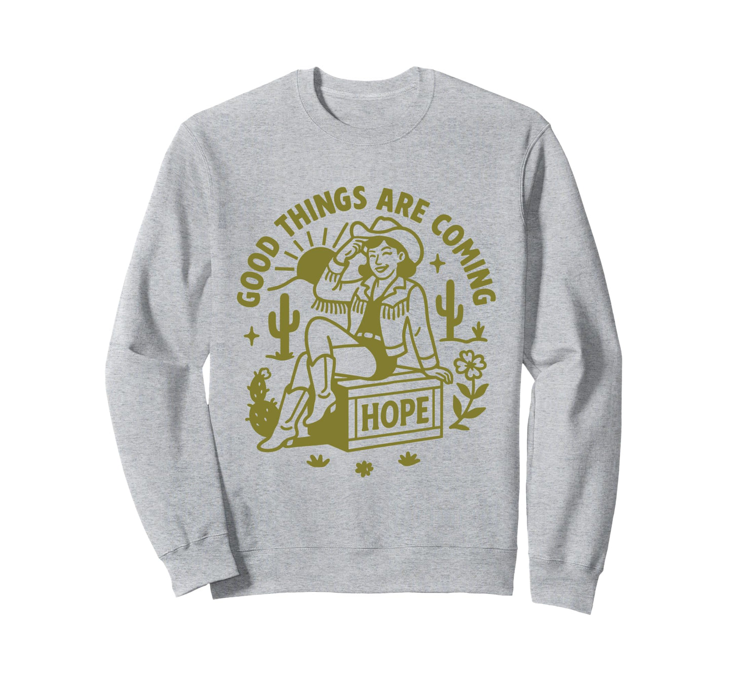 Optimistic Cowgirl Desert Co Sweatshirt - Minimalist Print Unisex - T-Shirt, Sweatshirt, Hoodie